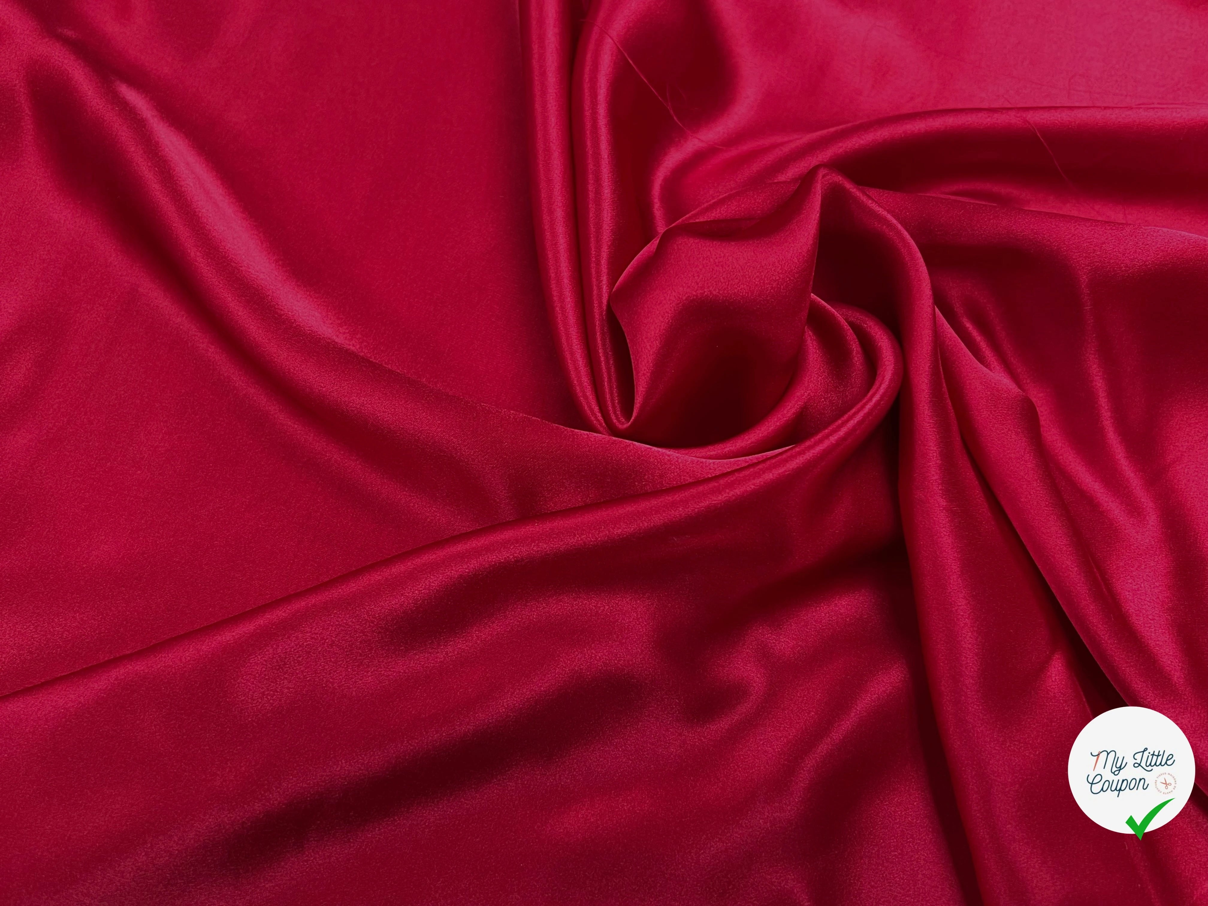 SATIN DE SOIE ROUGE 100% SOIE 140CM - My Little Coupon