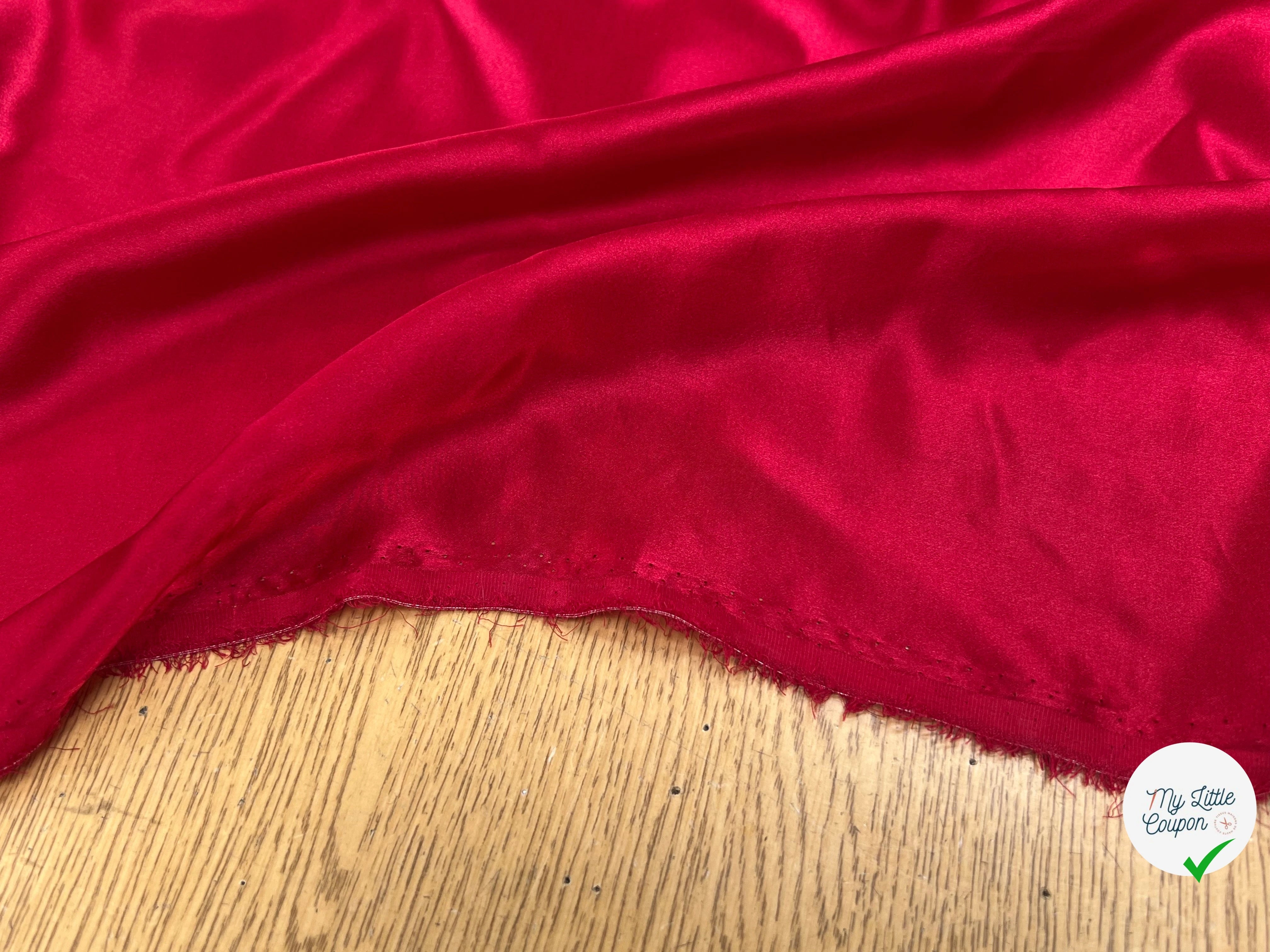 SATIN DE SOIE ROUGE 100% SOIE 140CM - My Little Coupon