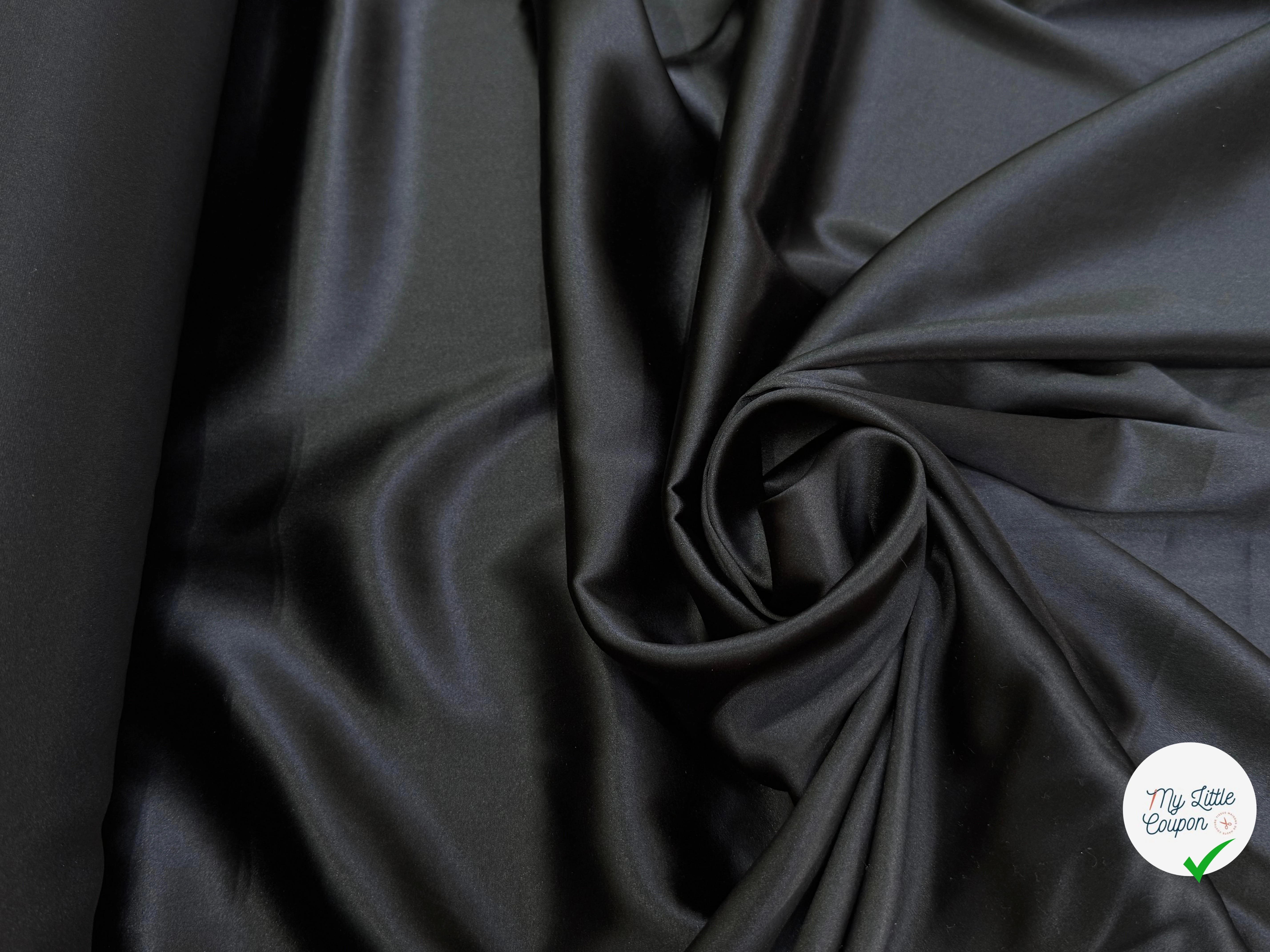 SATIN DE SOIE STRETCH FLUIDE NOIR PREMIUM - My Little Coupon