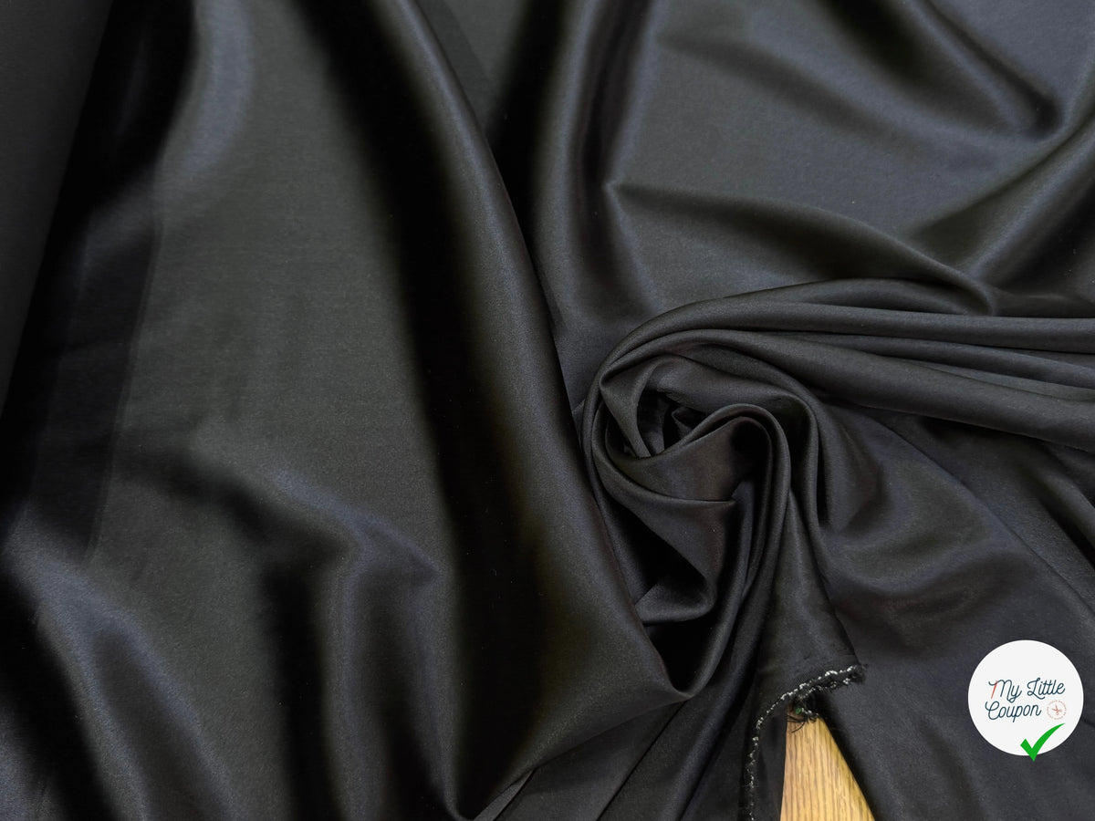 SATIN DE SOIE STRETCH FLUIDE NOIR PREMIUM - My Little Coupon