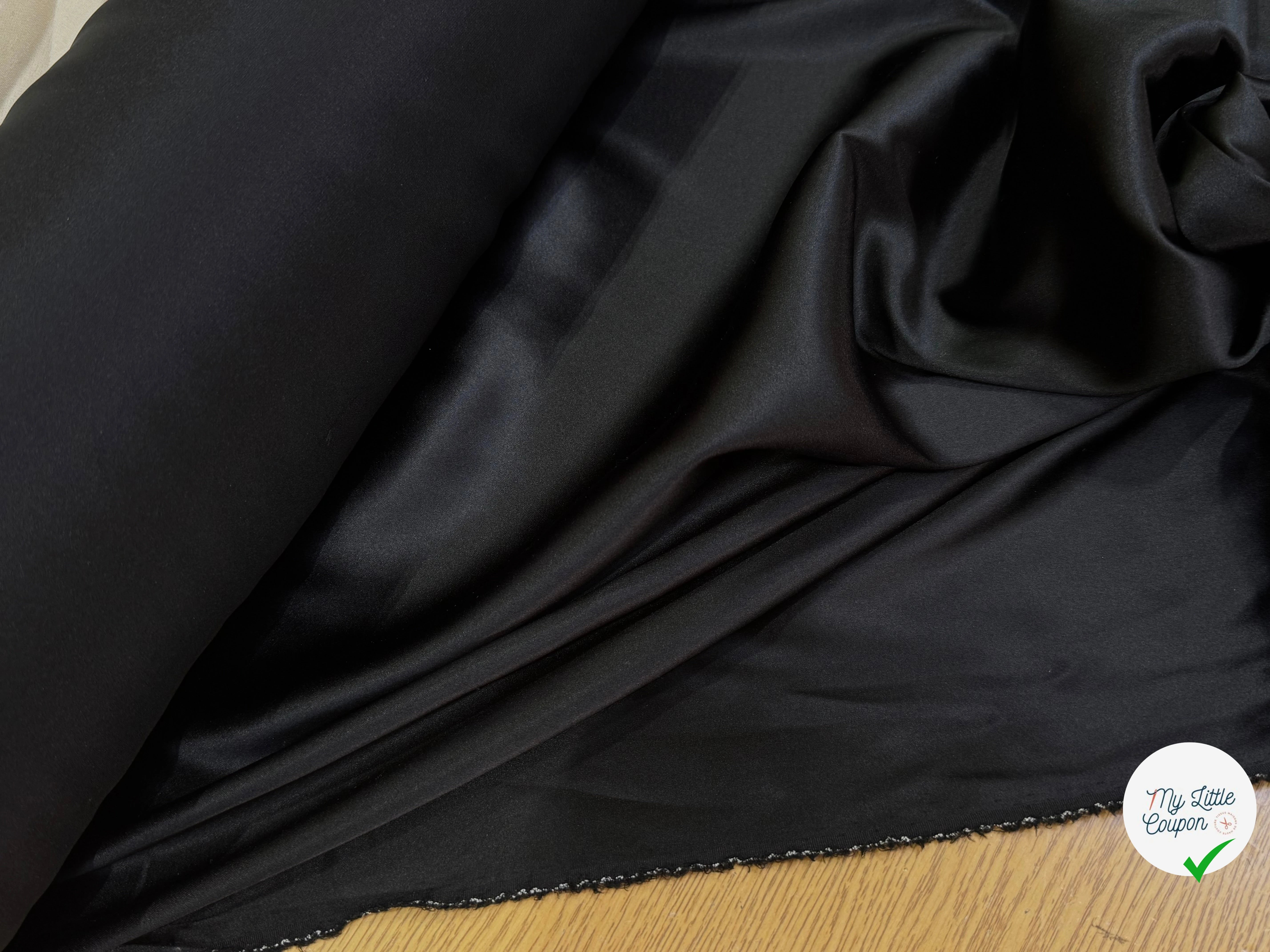 SATIN DE SOIE STRETCH FLUIDE NOIR PREMIUM - My Little Coupon