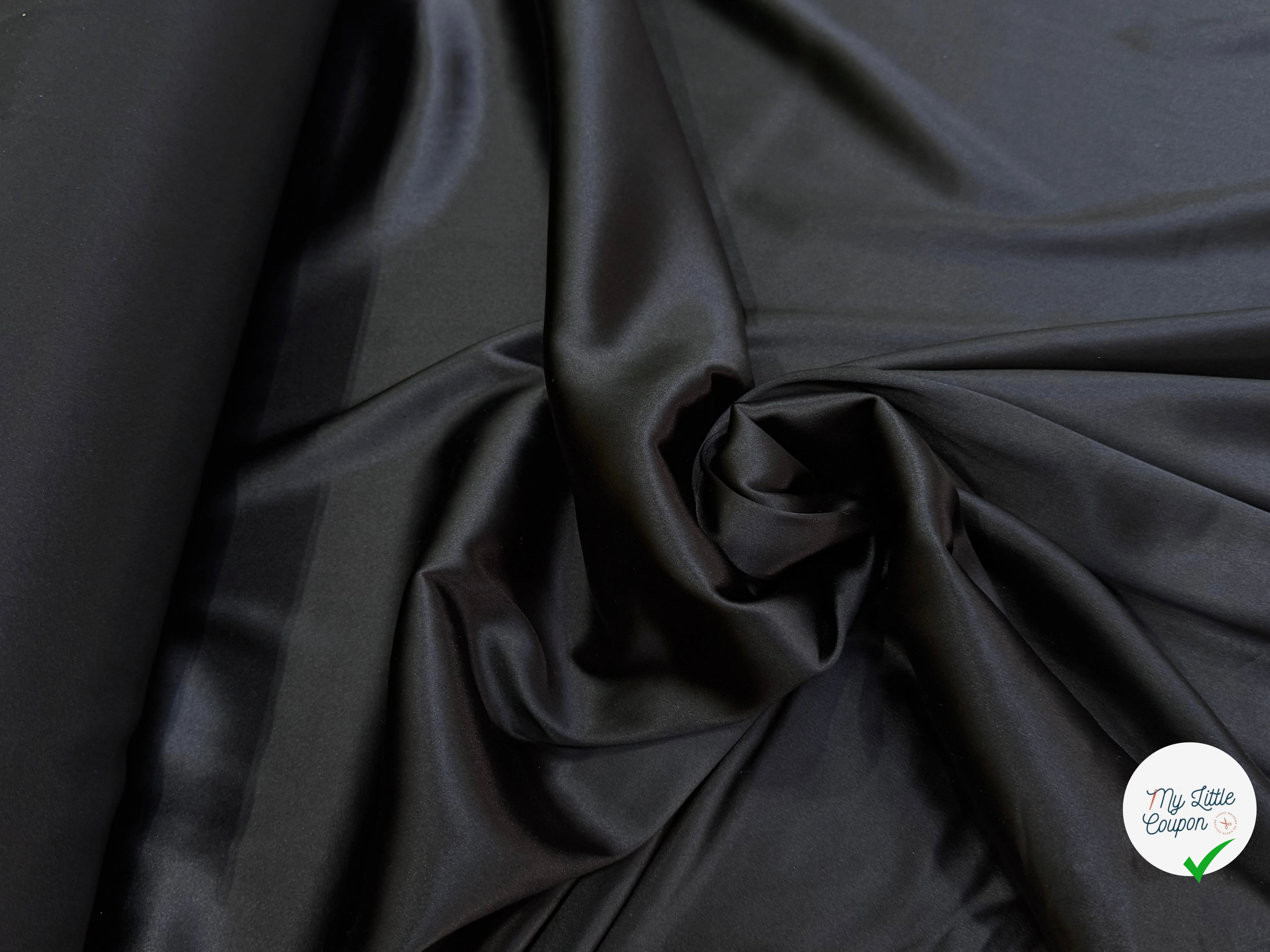 SATIN DE SOIE STRETCH FLUIDE NOIR PREMIUM - My Little Coupon
