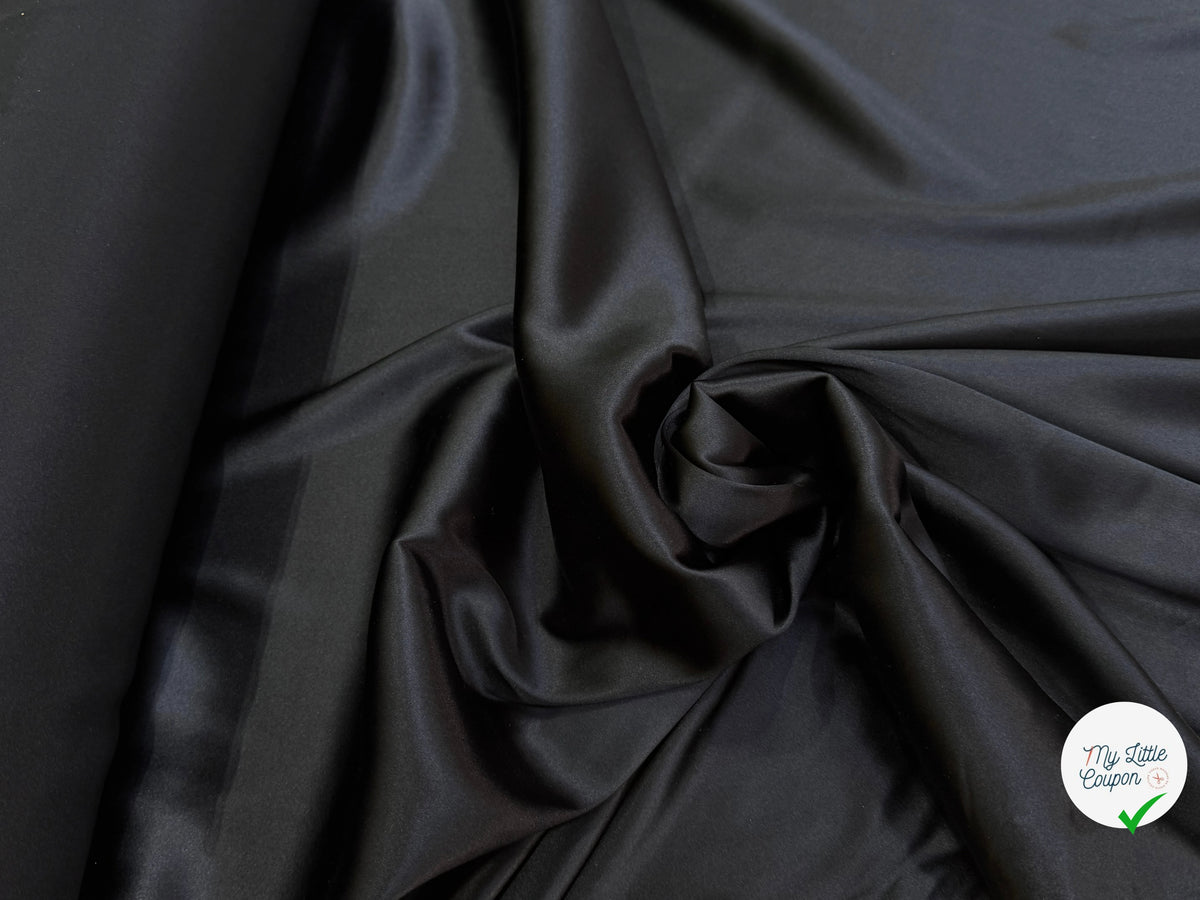 SATIN DE SOIE STRETCH FLUIDE NOIR PREMIUM - My Little Coupon