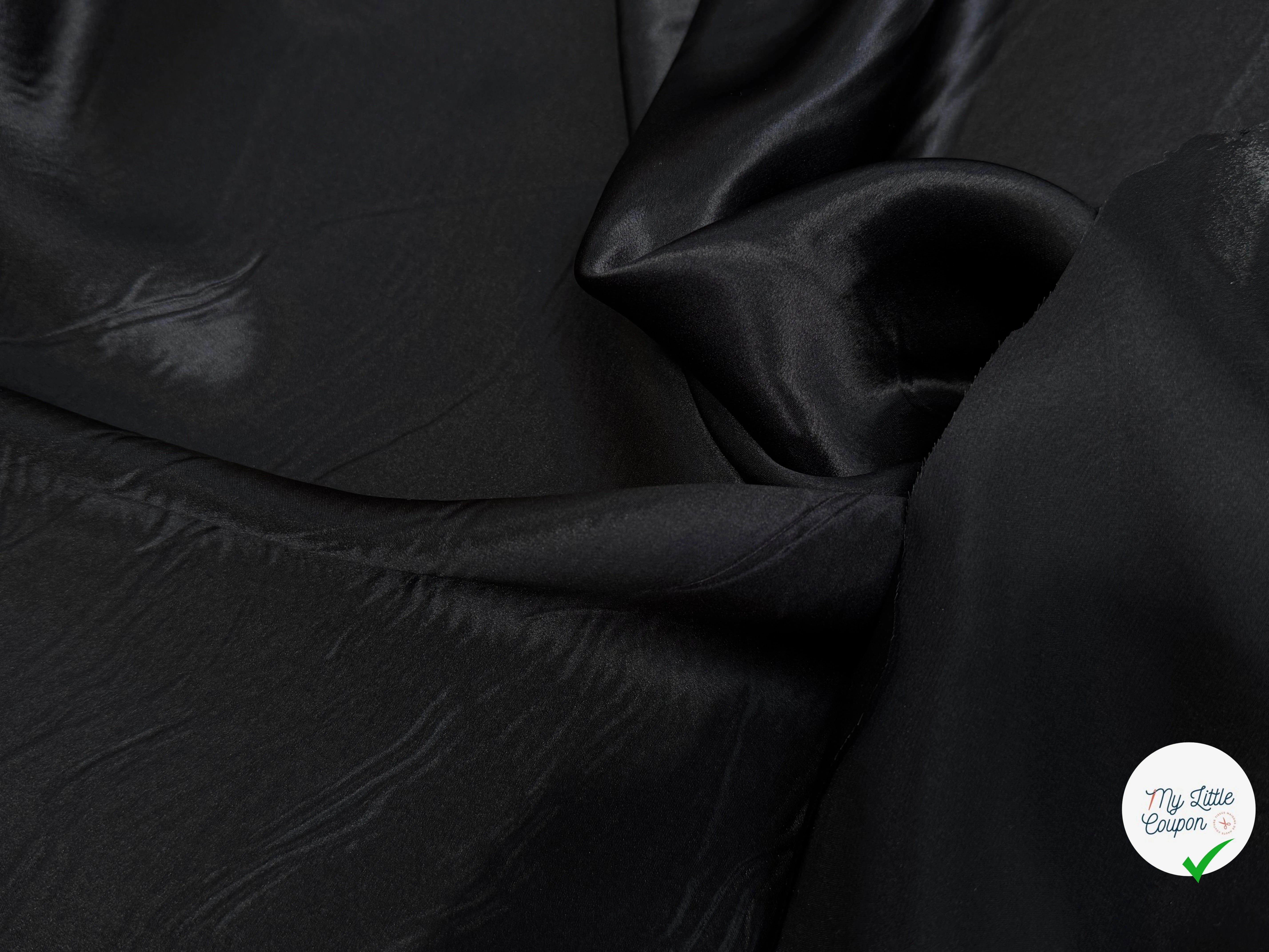 SATIN DE SOIE TRÈS FLUIDE NOIR 100% SOIE - My Little Coupon