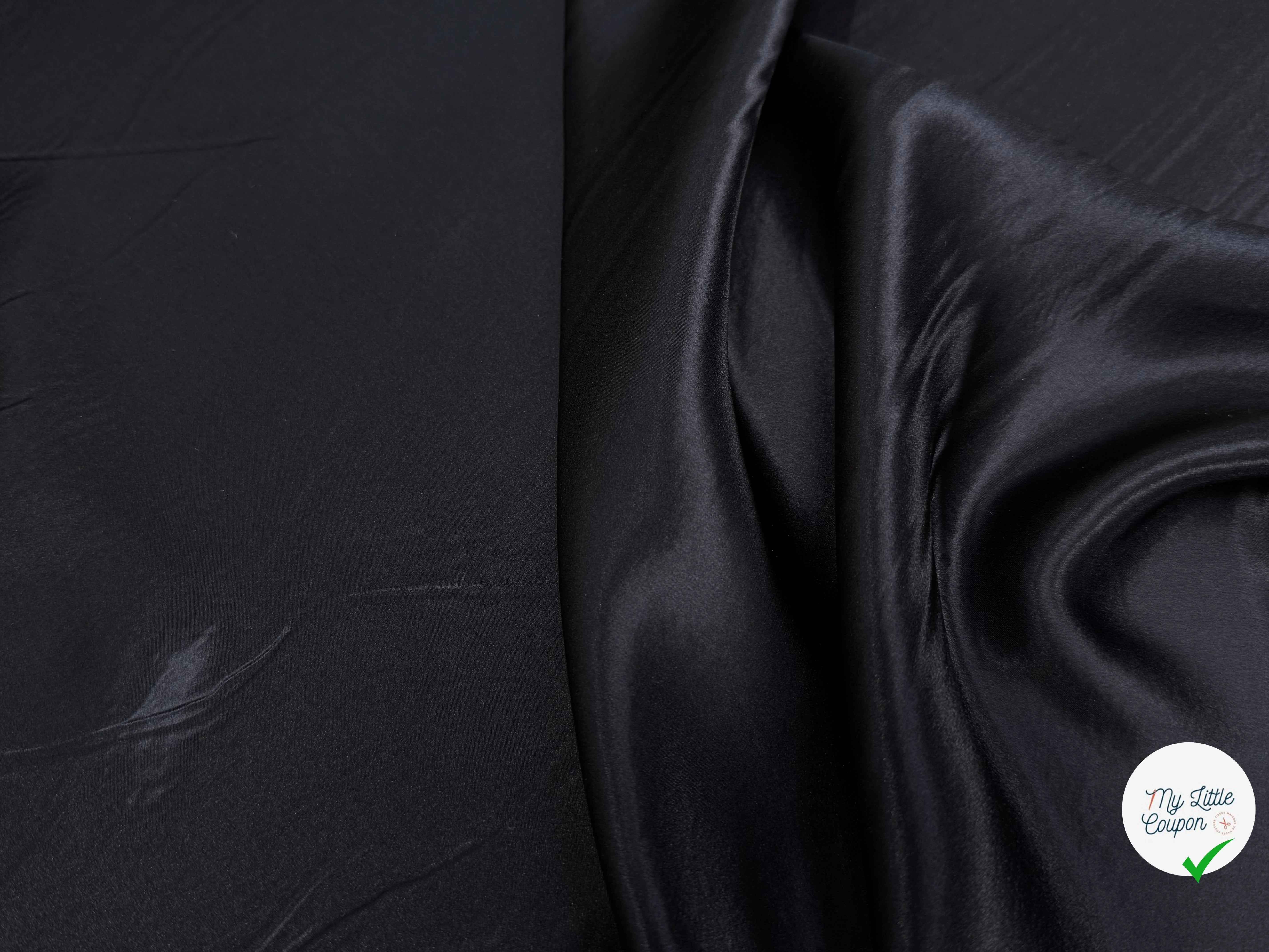 SATIN DE SOIE TRÈS FLUIDE NOIR 100% SOIE - My Little Coupon