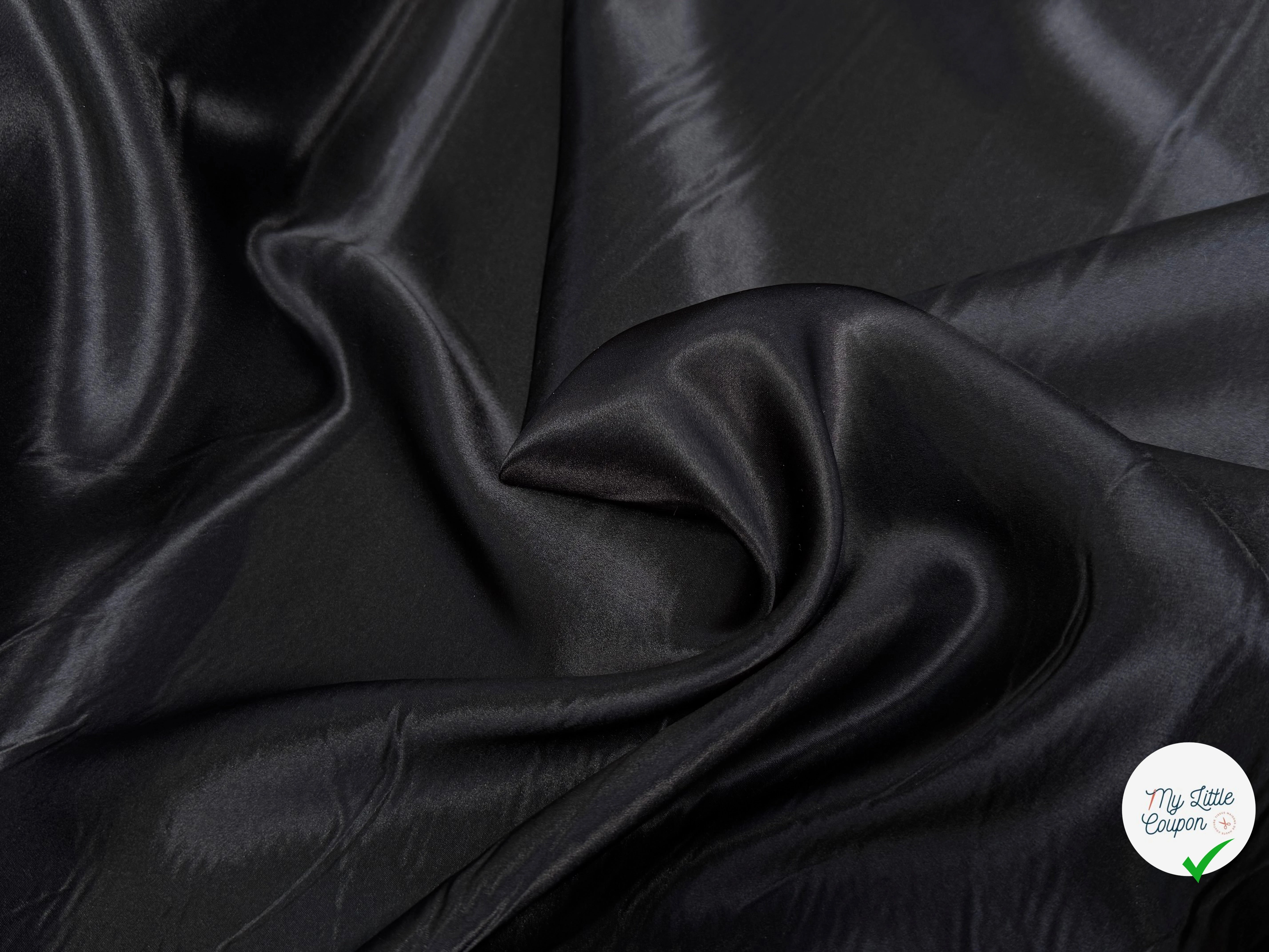 SATIN DE SOIE TRÈS FLUIDE NOIR 100% SOIE - My Little Coupon