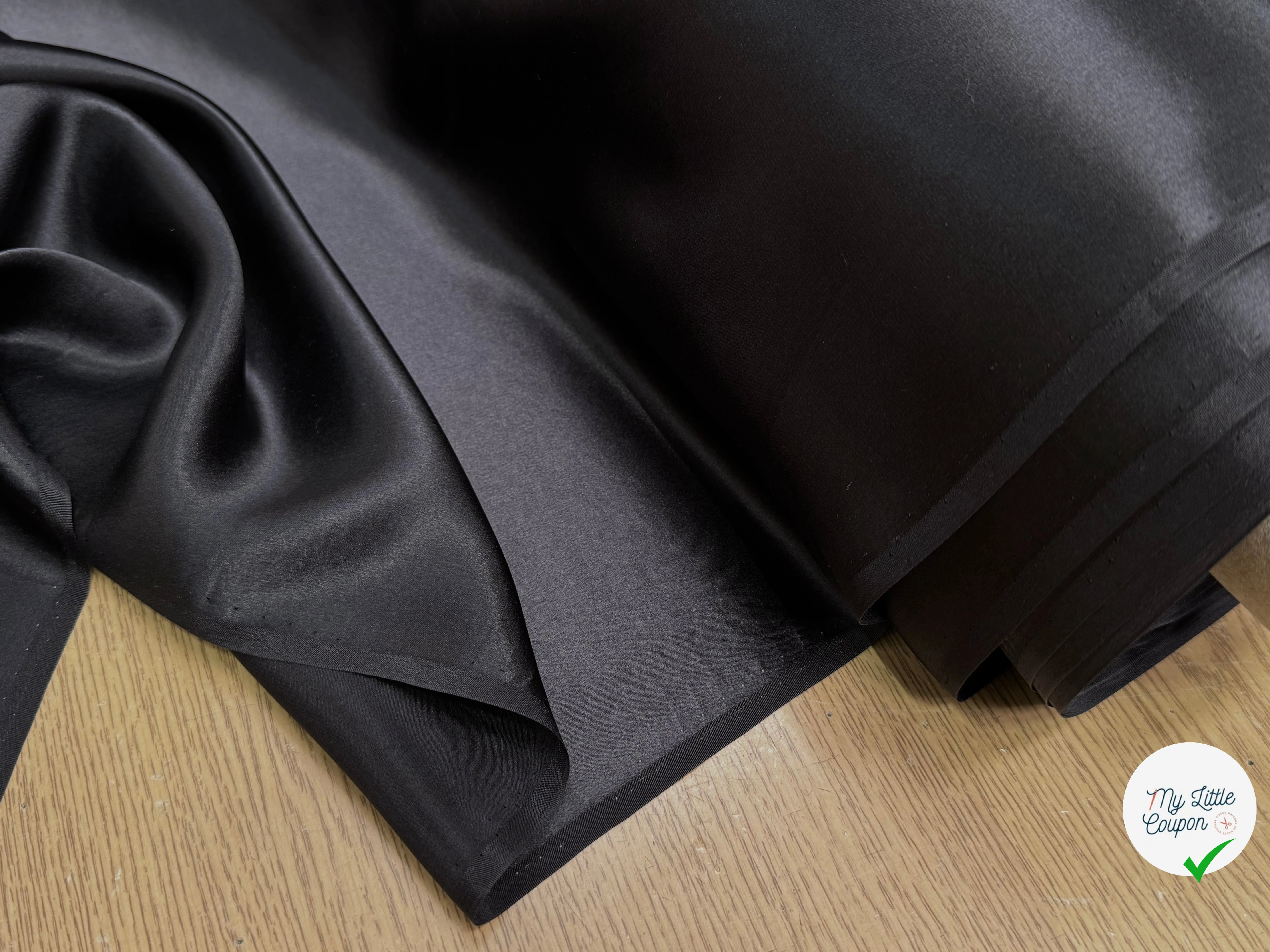 SATIN DE SOIE TRÈS FLUIDE NOIR 100% SOIE - My Little Coupon