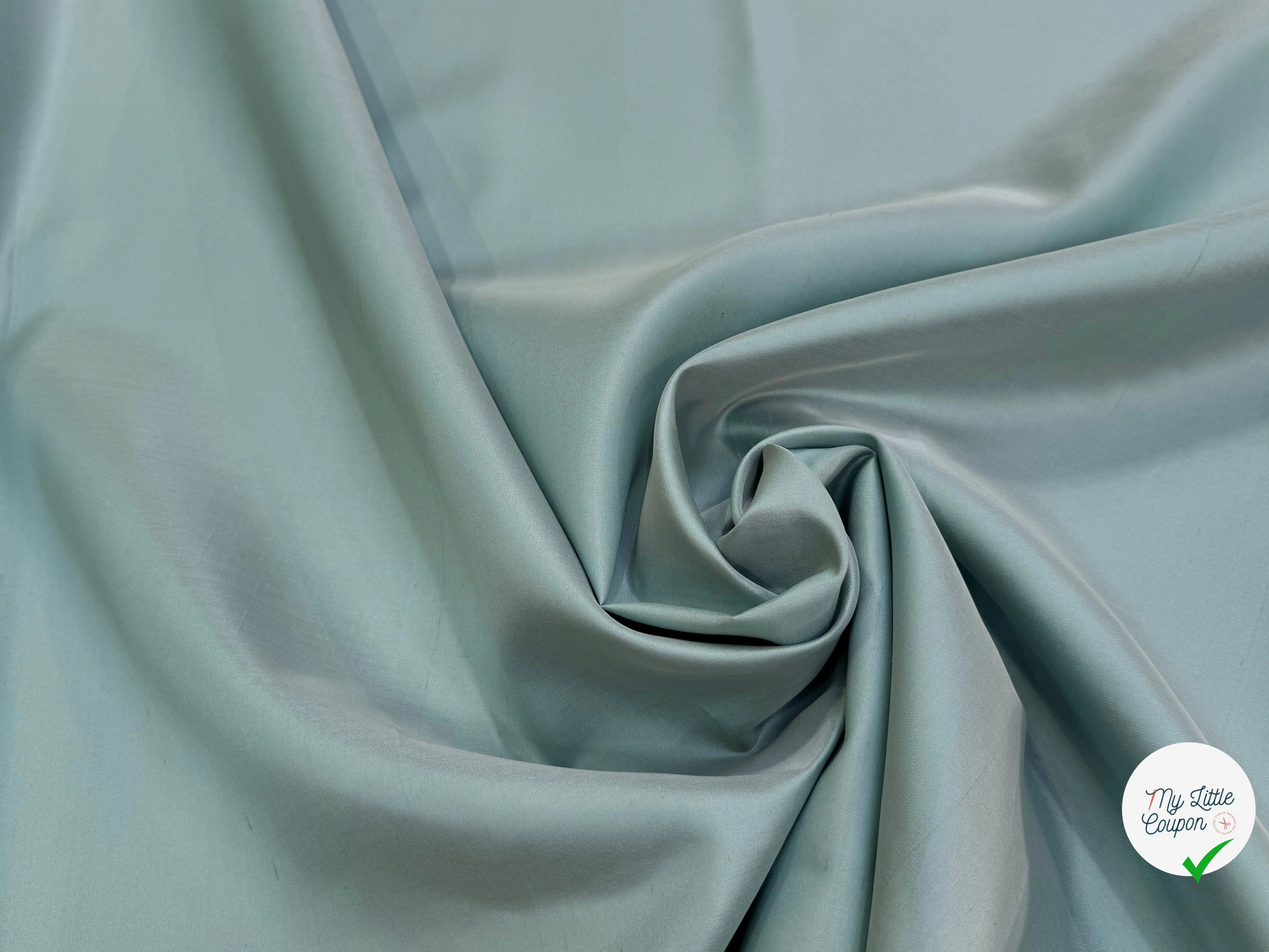 SATIN DE SOIE TYPE DUCHESSE TEXTURÉ BELLE TENUE VERT D'EAU - My Little Coupon