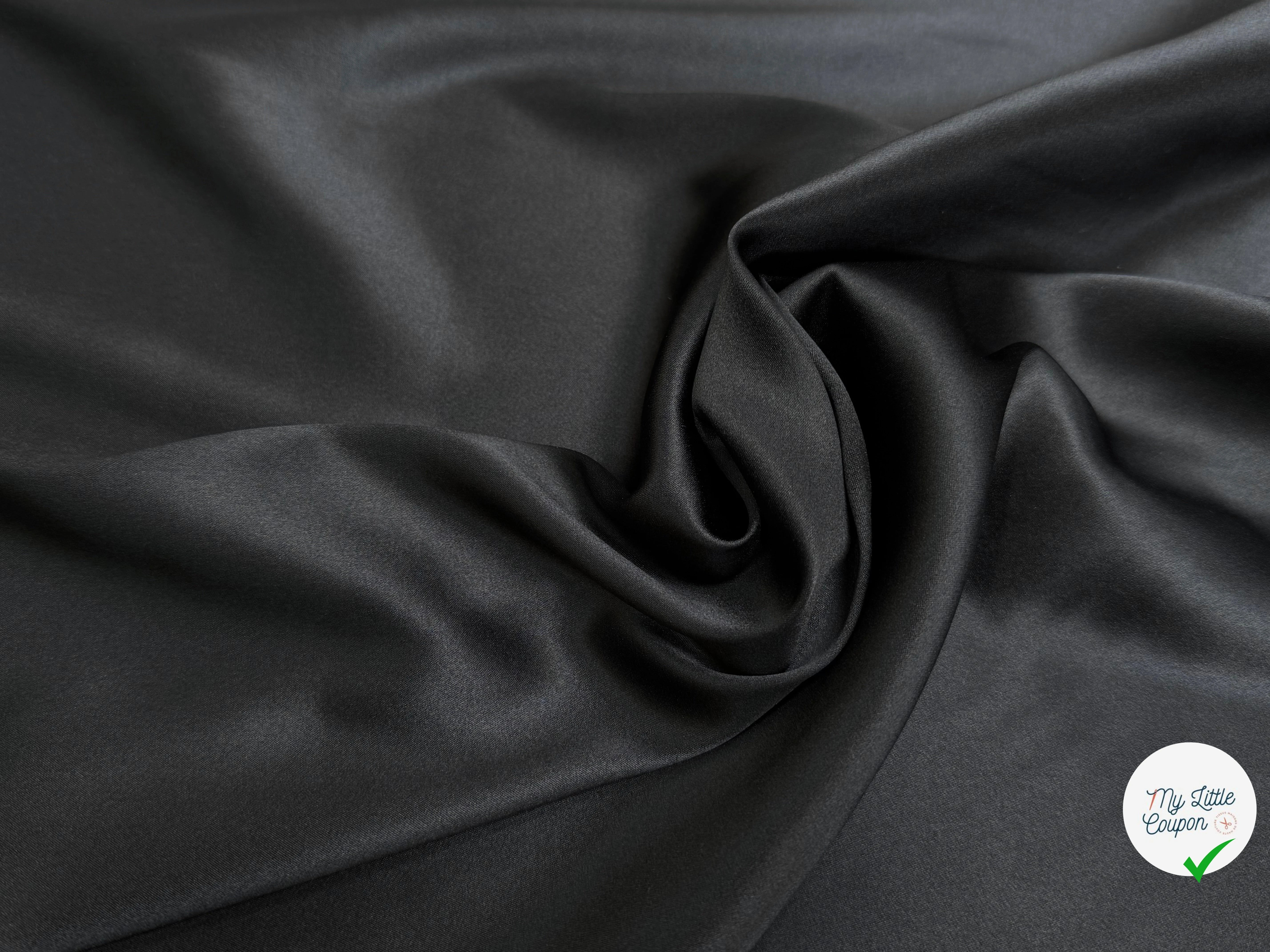 SATIN DE SOIE ULTRA STRETCH LAIZE 100 NOIR ET 96% SOIE - My Little Coupon