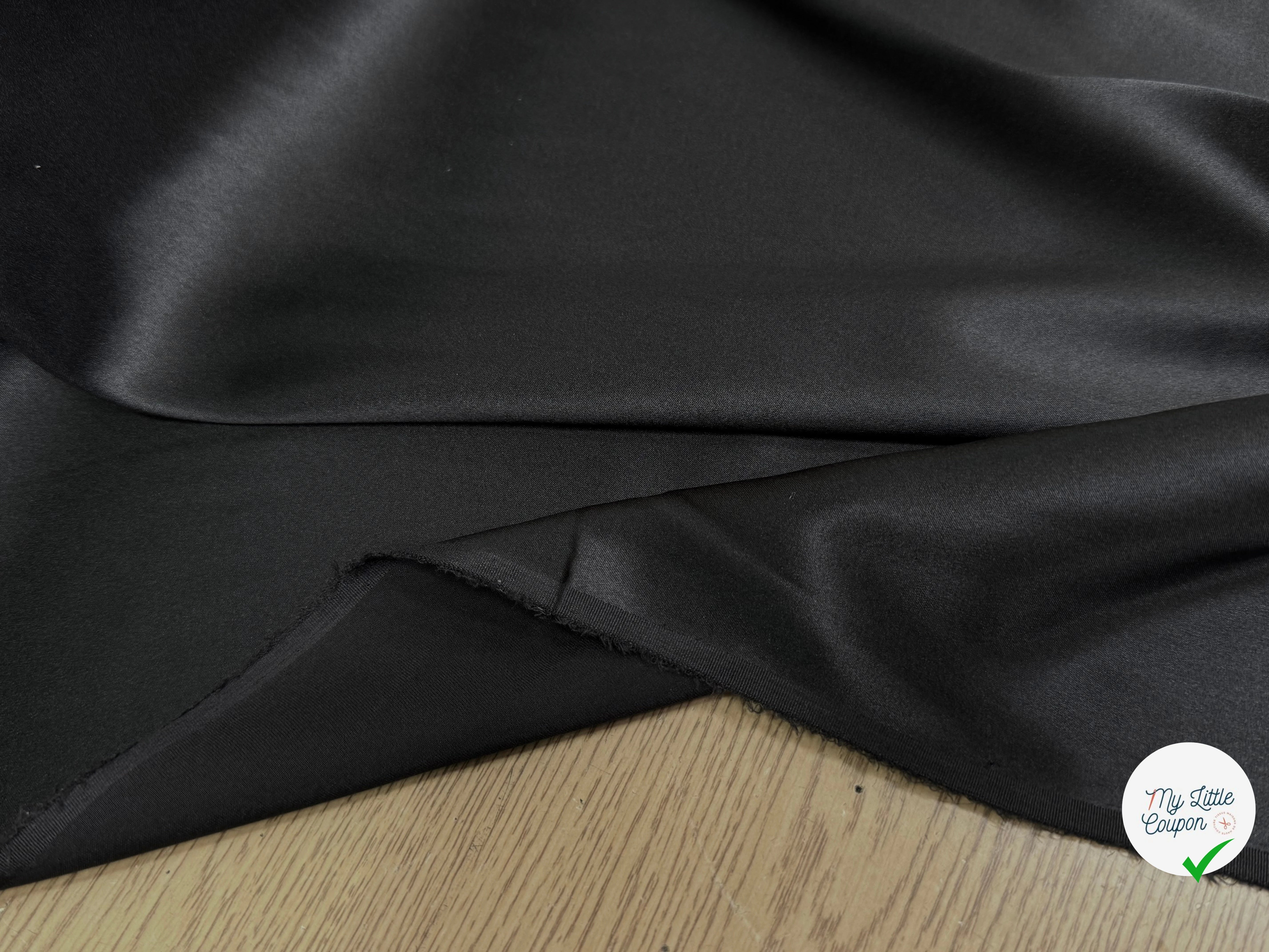 SATIN DE SOIE ULTRA STRETCH LAIZE 100 NOIR ET 96% SOIE - My Little Coupon