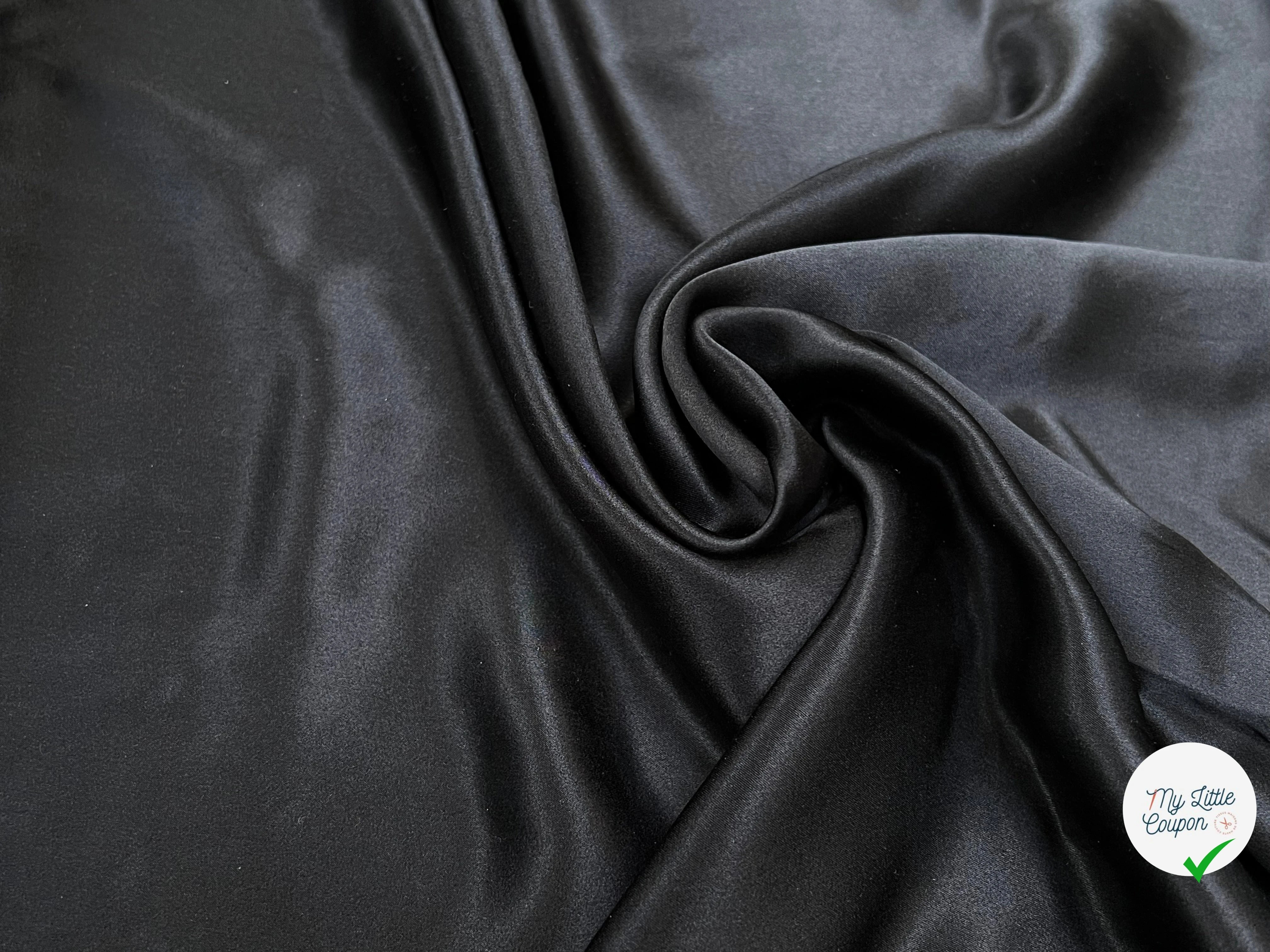 SATIN DE SOIE UNI NOIR SAIVANA 100% SOIE FLUIDE - My Little Coupon