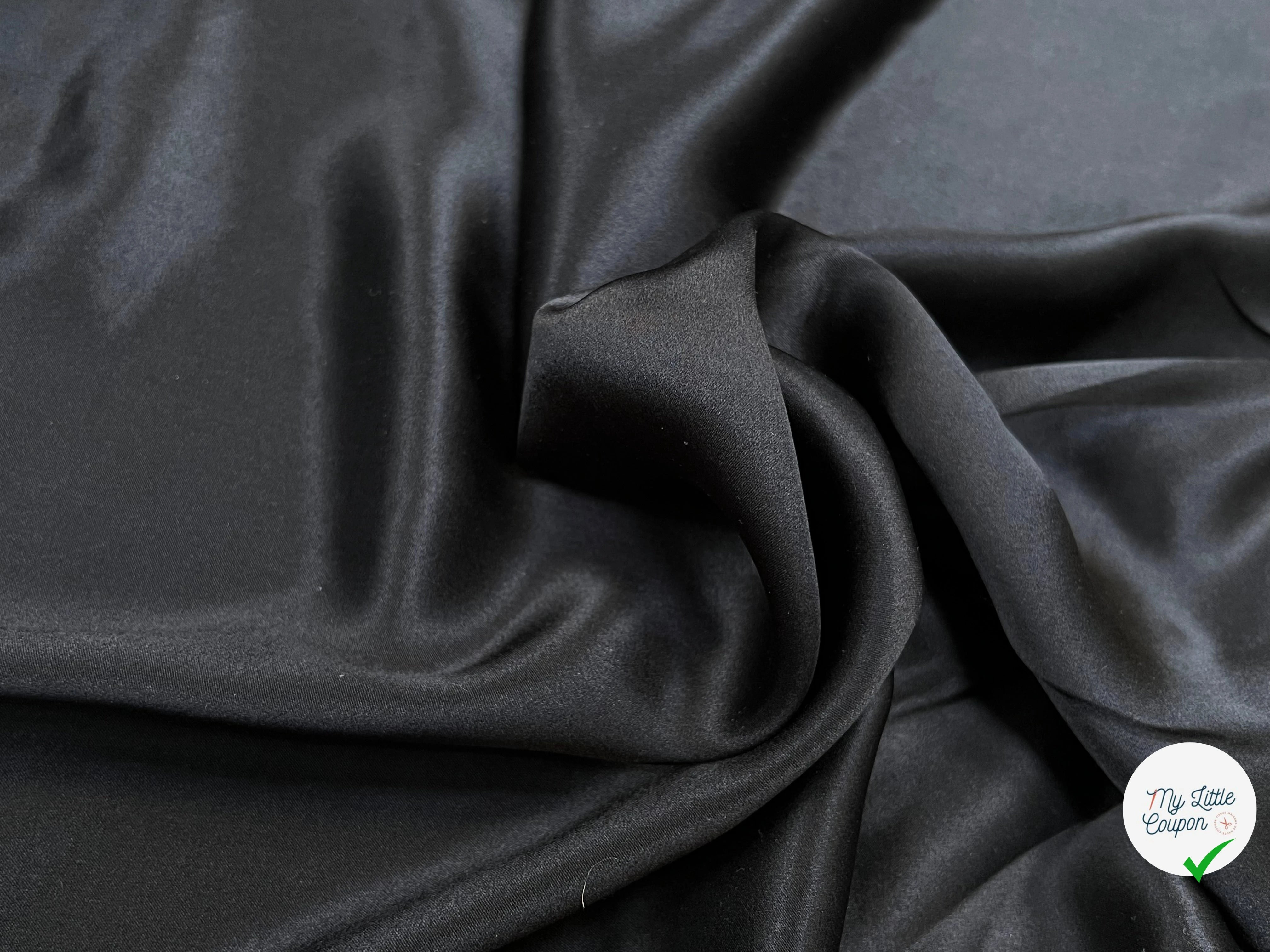 SATIN DE SOIE UNI NOIR SAIVANA 100% SOIE FLUIDE - My Little Coupon