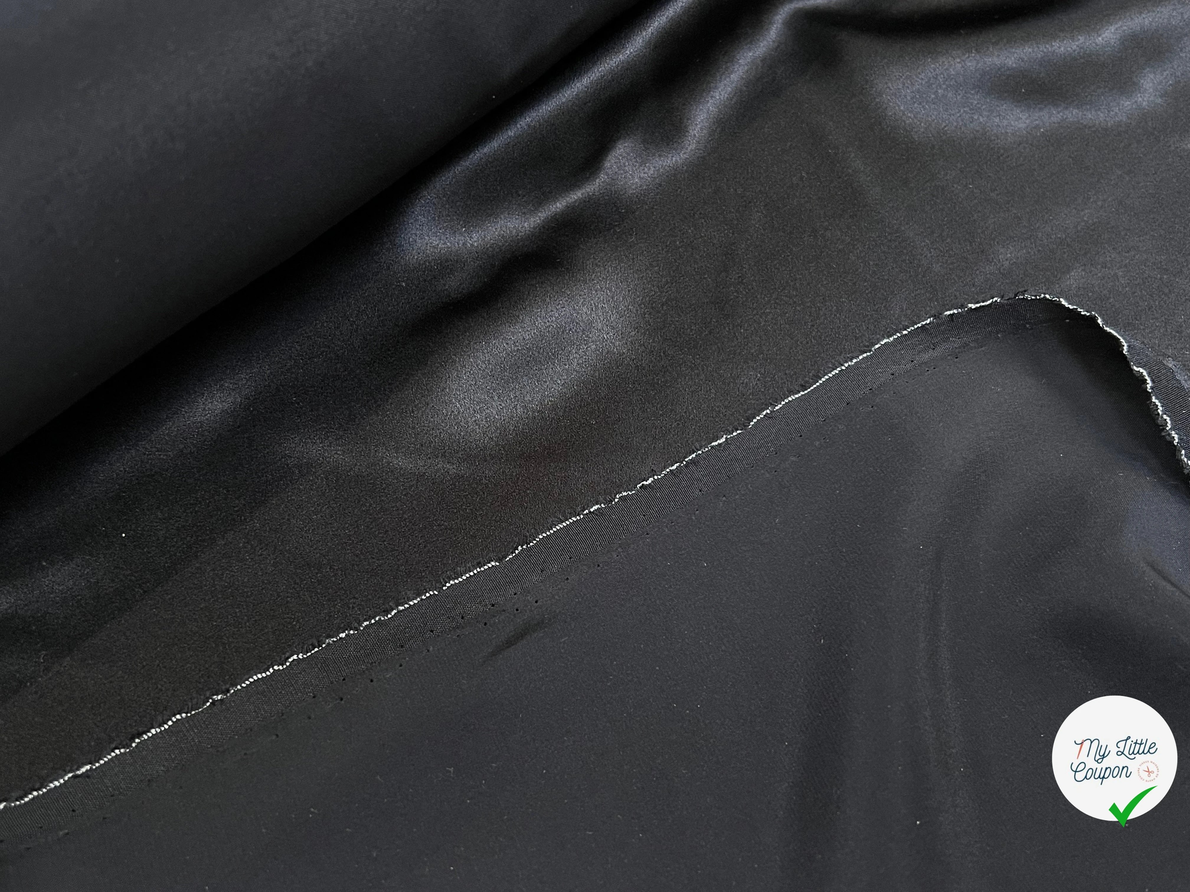 SATIN DE SOIE UNI NOIR SAIVANA 100% SOIE FLUIDE - My Little Coupon