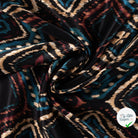 SATIN DE VISCOSE IMPRIMÉ RÉTRO TURQUOISE - drapé