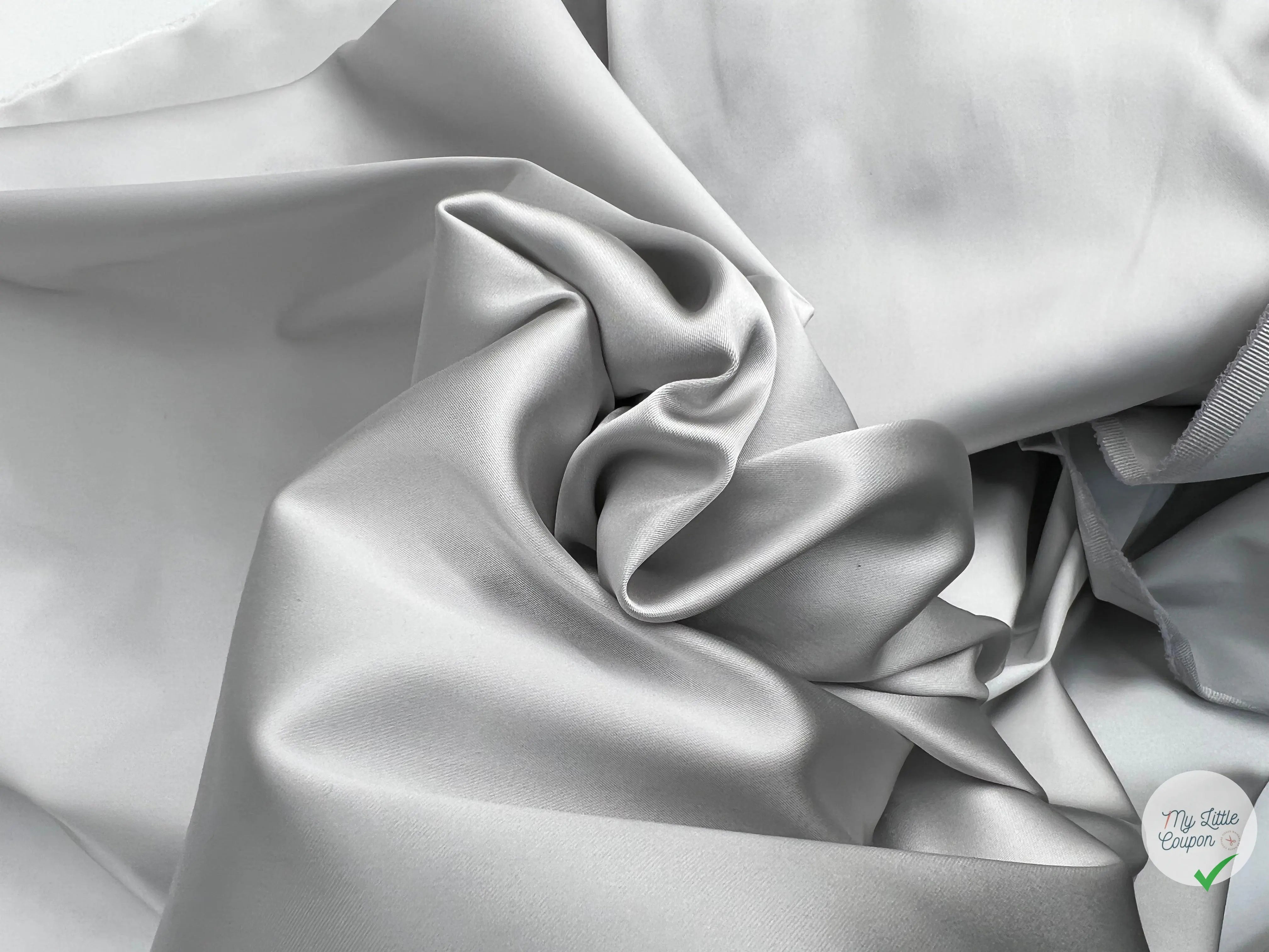 SATIN DUCHESSE EXTENSIBLE GRIS METAL laize de 135cm - coupon de tissu de 3 mètres - My Little Coupon - tissu - coudre