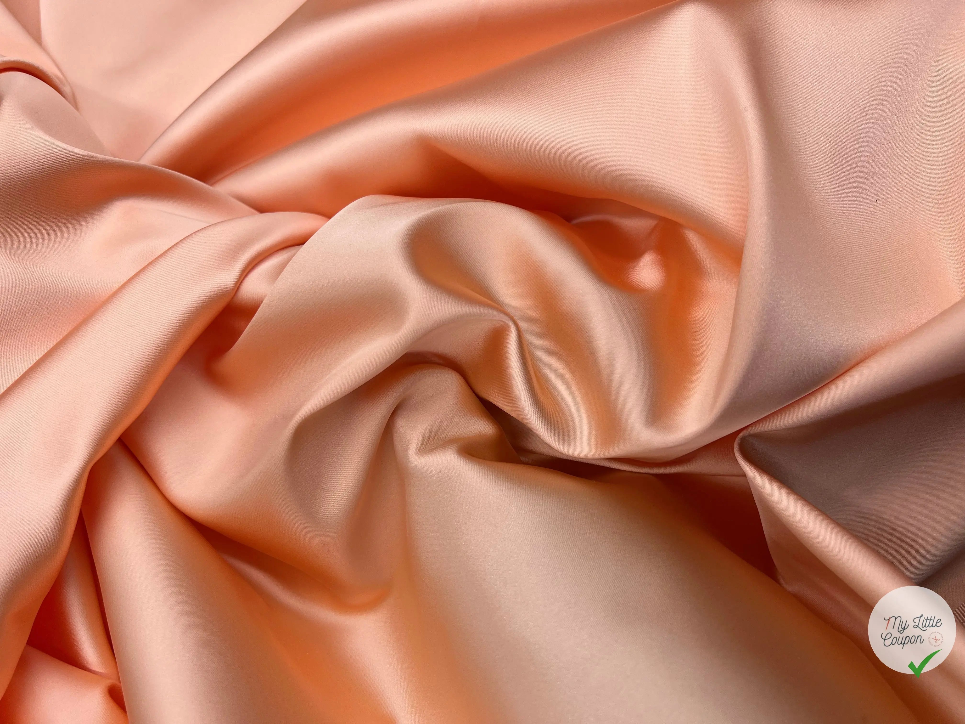 SATIN DUCHESSE EXTENSIBLE ROSE PÊCHE laize de 135cm - coupon de tissu de 3 mètres - My Little Coupon - tissu - coudre