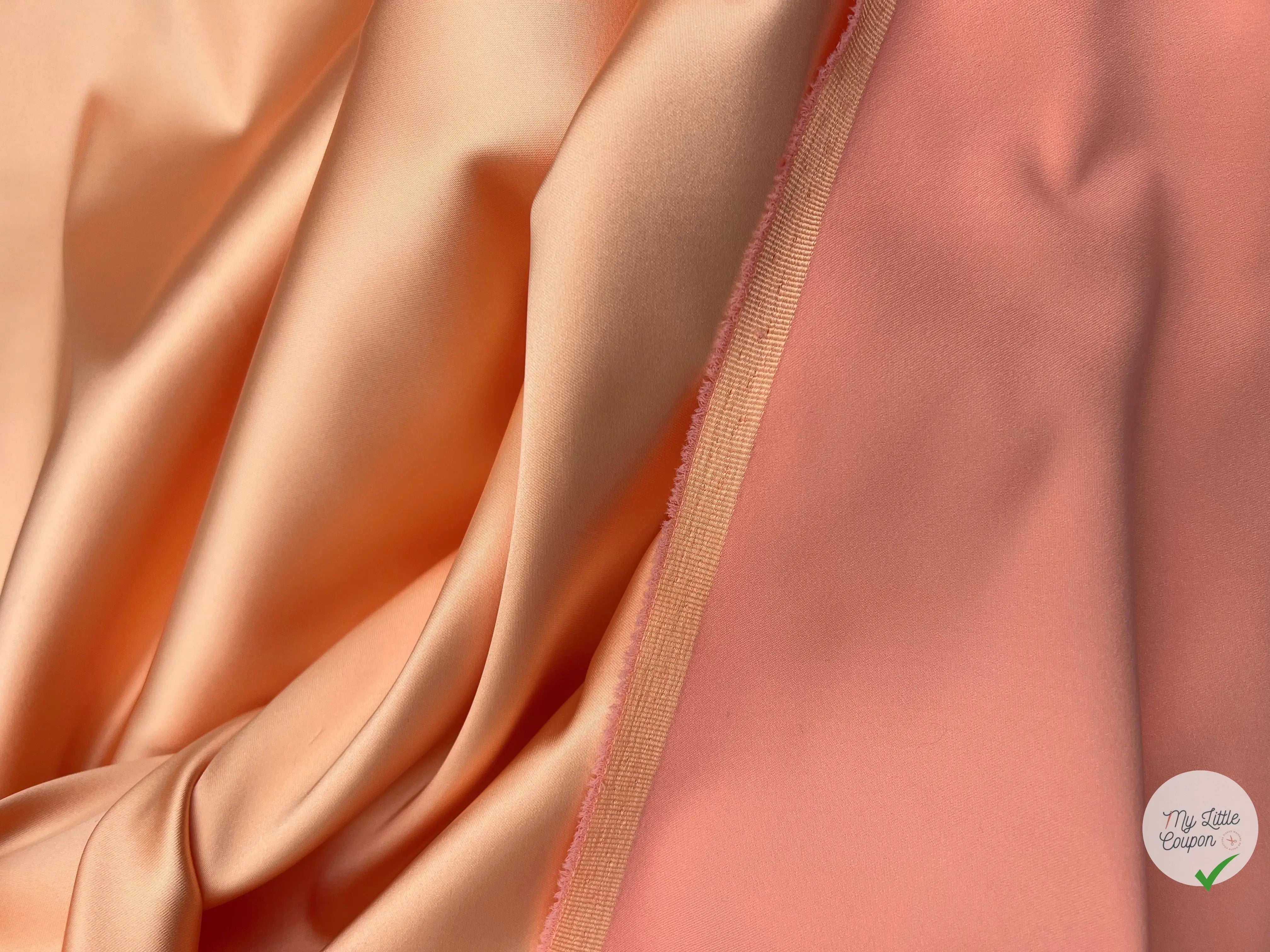 SATIN DUCHESSE EXTENSIBLE ROSE PÊCHE laize de 135cm - coupon de tissu de 3 mètres - My Little Coupon - tissu - coudre