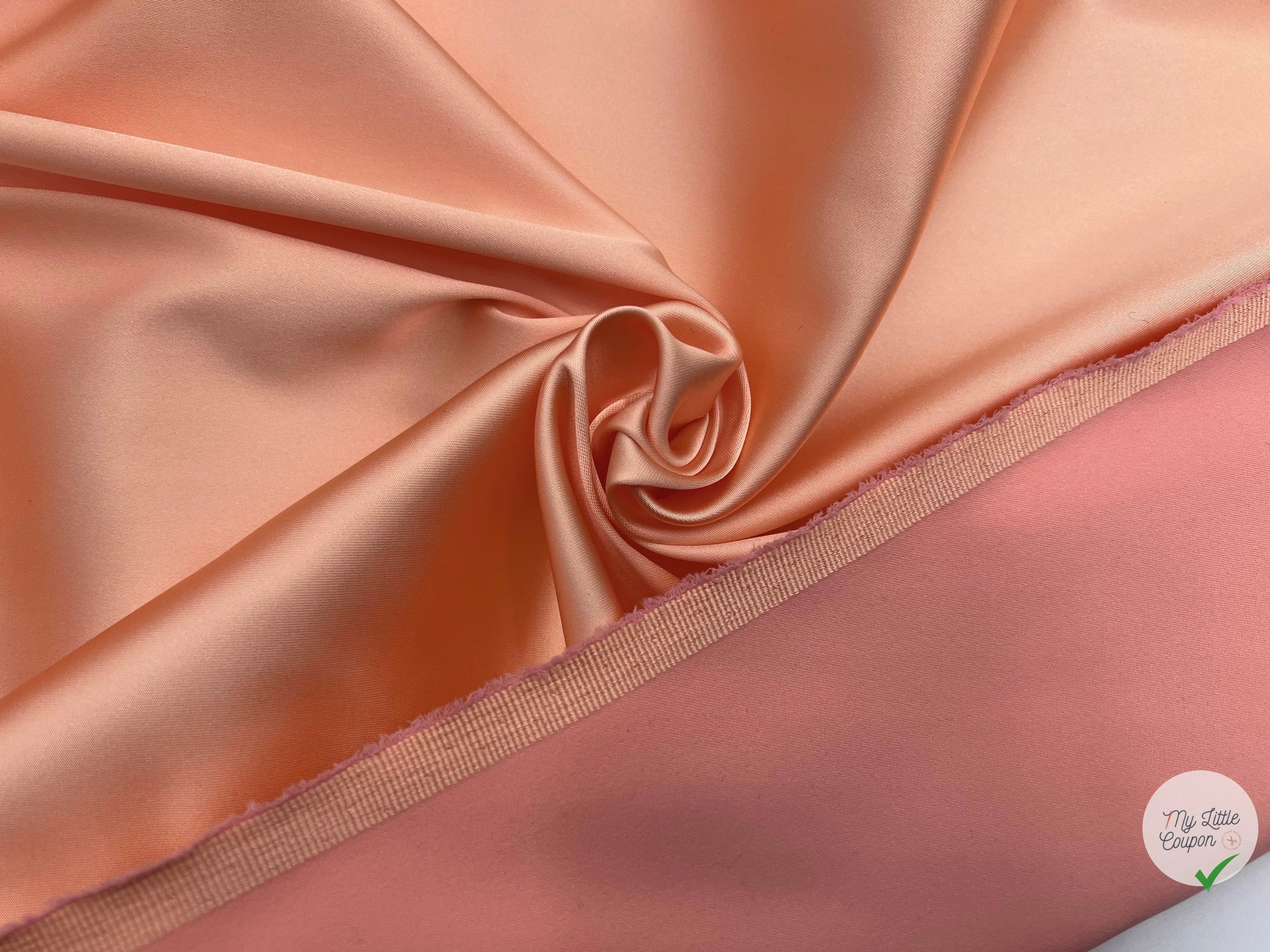 SATIN DUCHESSE EXTENSIBLE ROSE PÊCHE laize de 135cm - coupon de tissu de 3 mètres - My Little Coupon - tissu - coudre