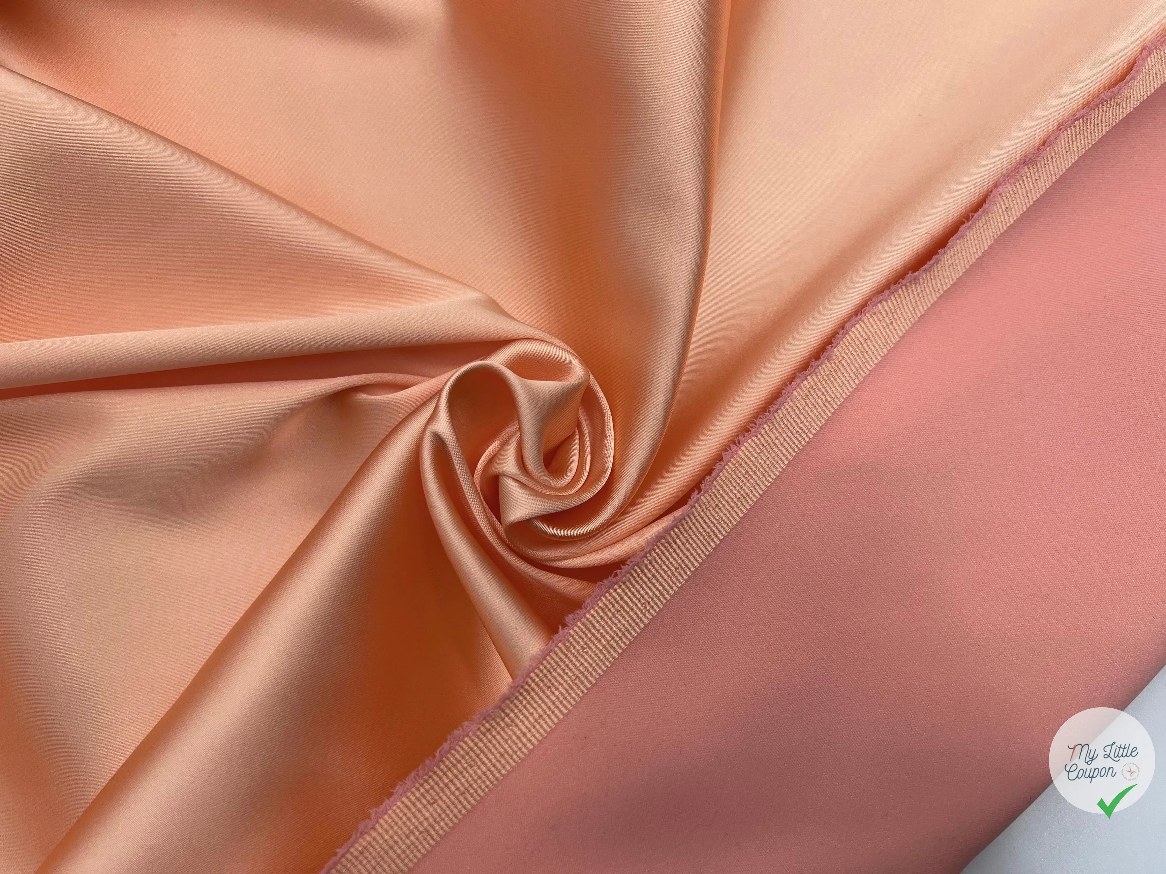 SATIN DUCHESSE EXTENSIBLE ROSE PÊCHE laize de 135cm - coupon de tissu de 3 mètres - My Little Coupon - tissu - coudre