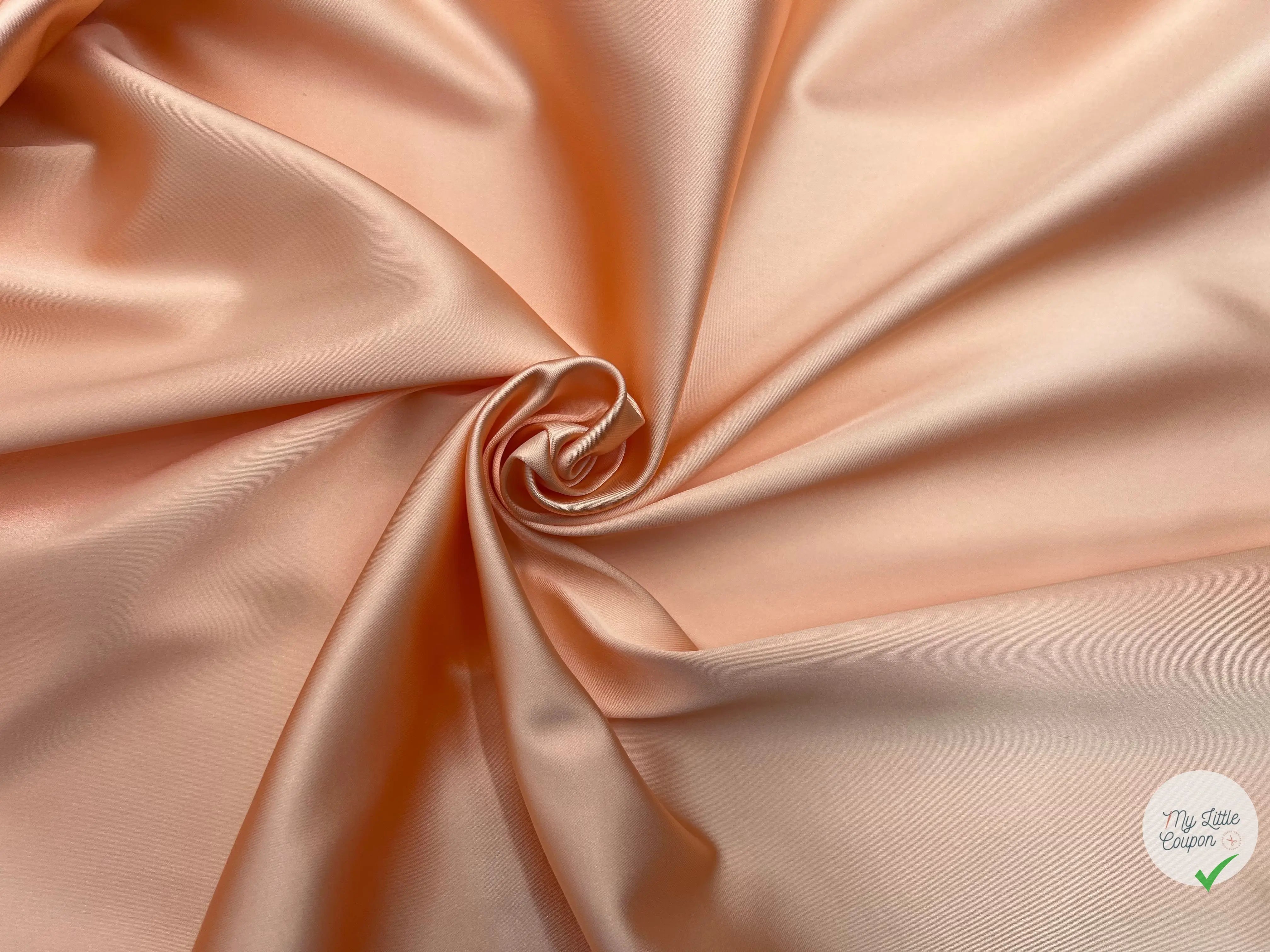 SATIN DUCHESSE EXTENSIBLE ROSE PÊCHE laize de 135cm - coupon de tissu de 3 mètres - My Little Coupon - tissu - coudre