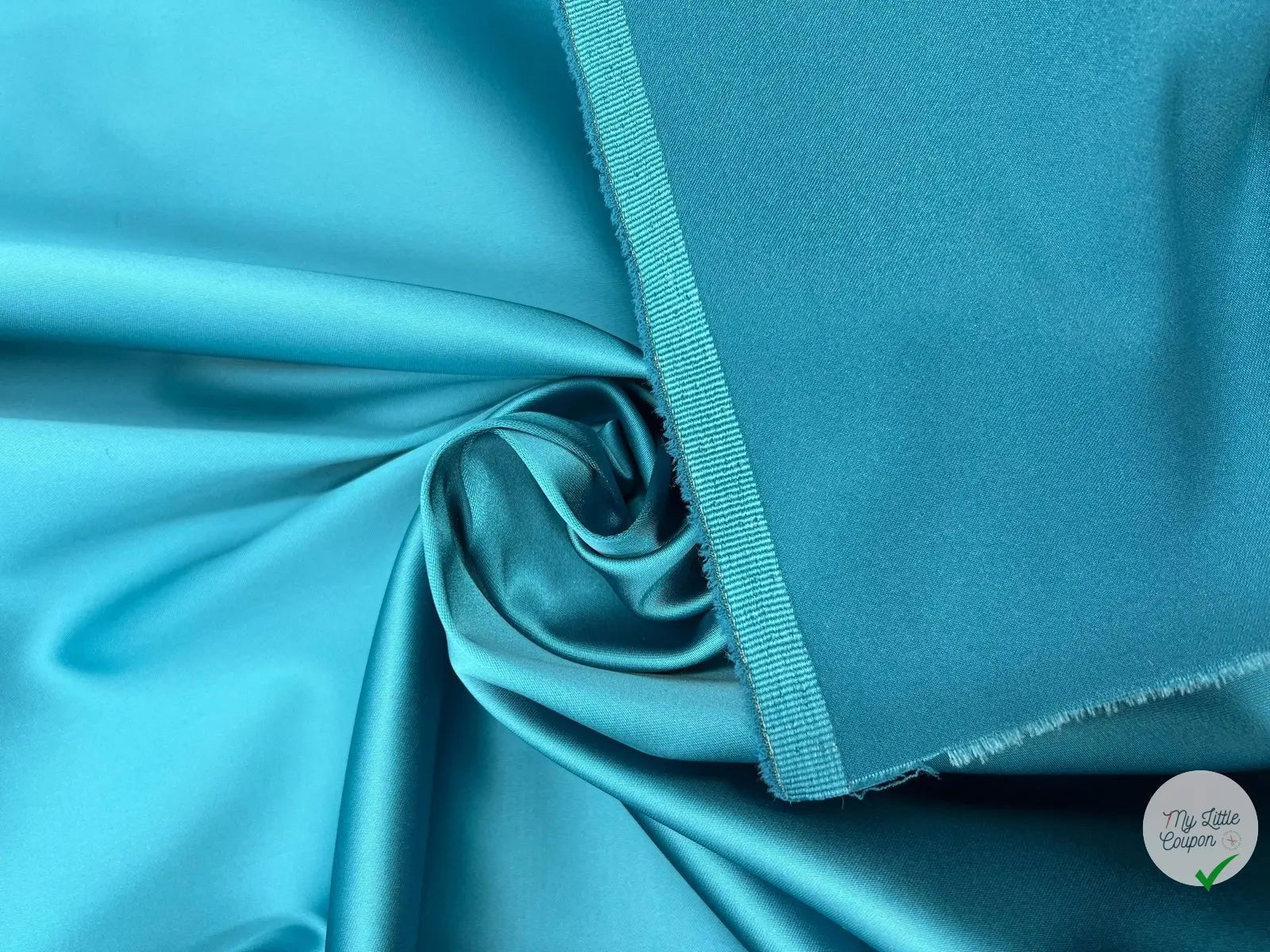 SATIN DUCHESSE EXTENSIBLE TURQUOISE - My Little Coupon - tissu - coudre