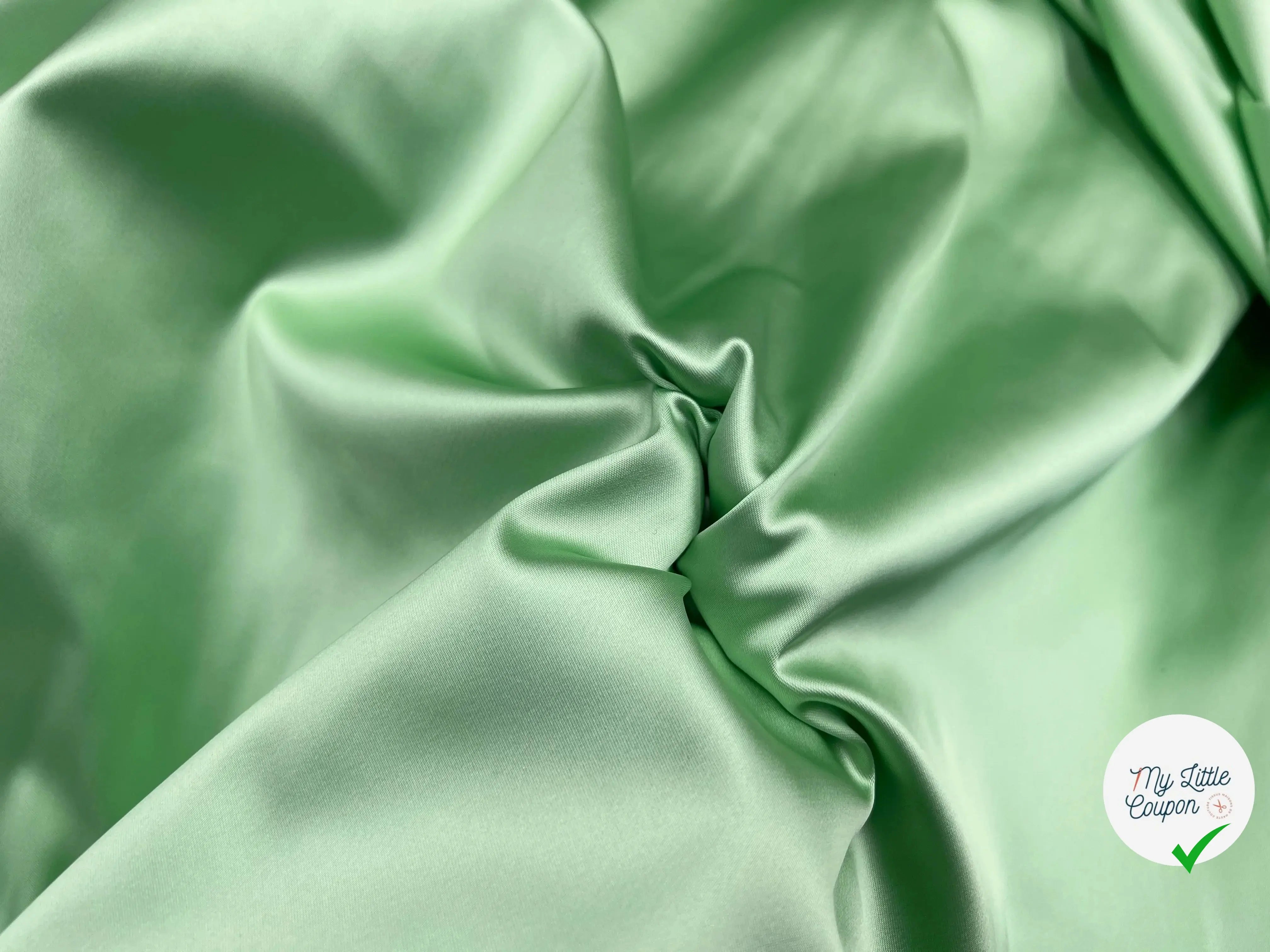 SATIN DUCHESSE EXTENSIBLE VERT AMANDE - My Little Coupon - tissu - coudre