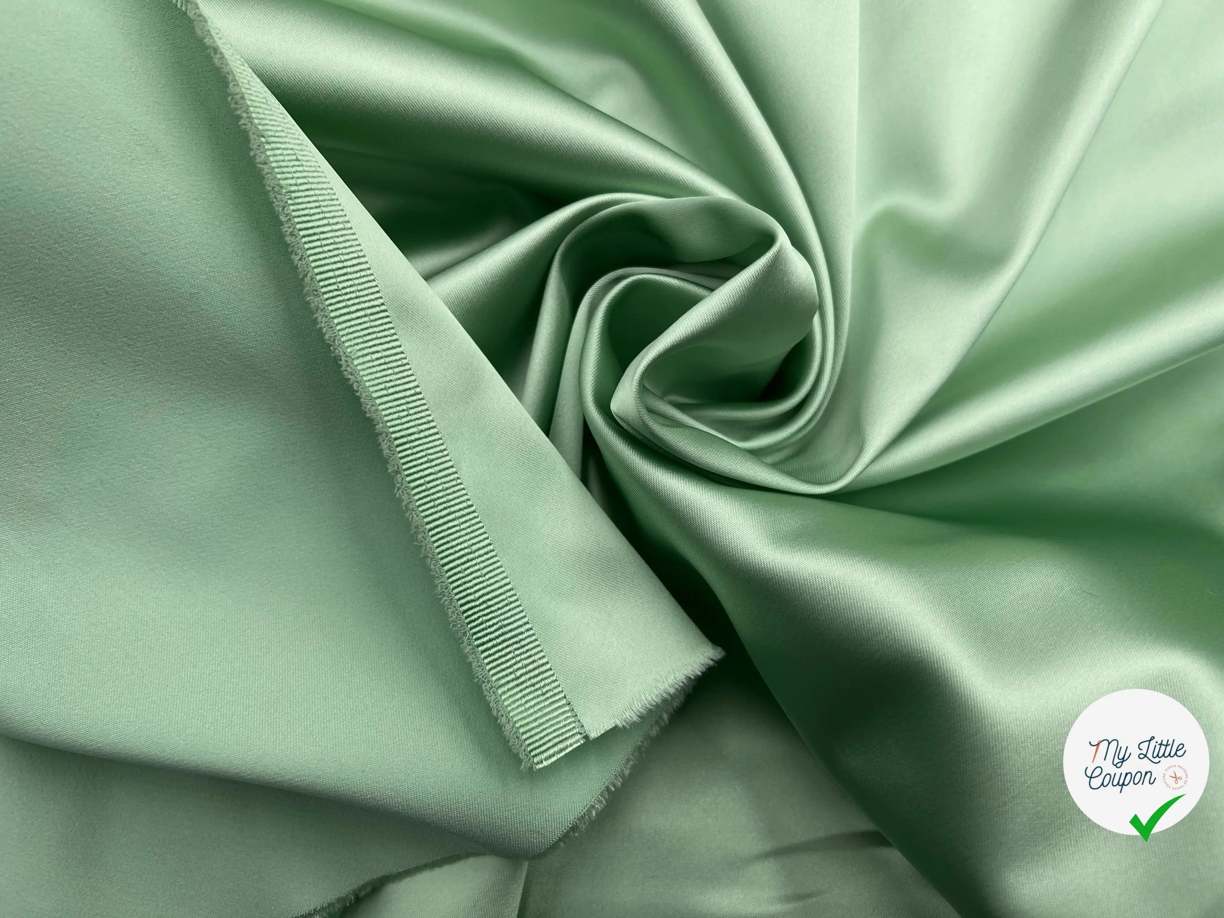 SATIN DUCHESSE EXTENSIBLE VERT AMANDE - My Little Coupon - tissu - coudre