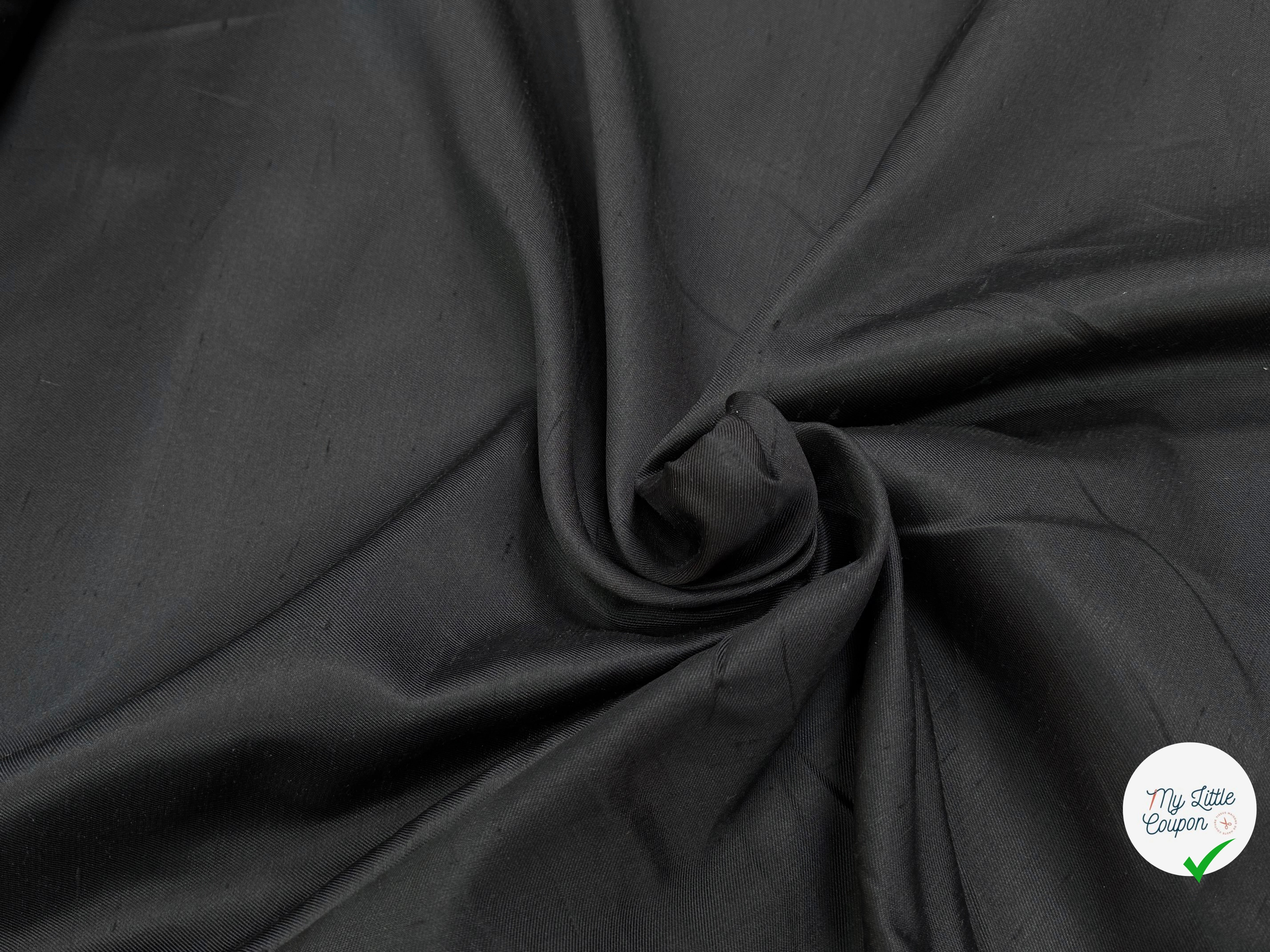 SATIN DUCHESSE TEXTURÉ NOIR 100% SOIE - My Little Coupon