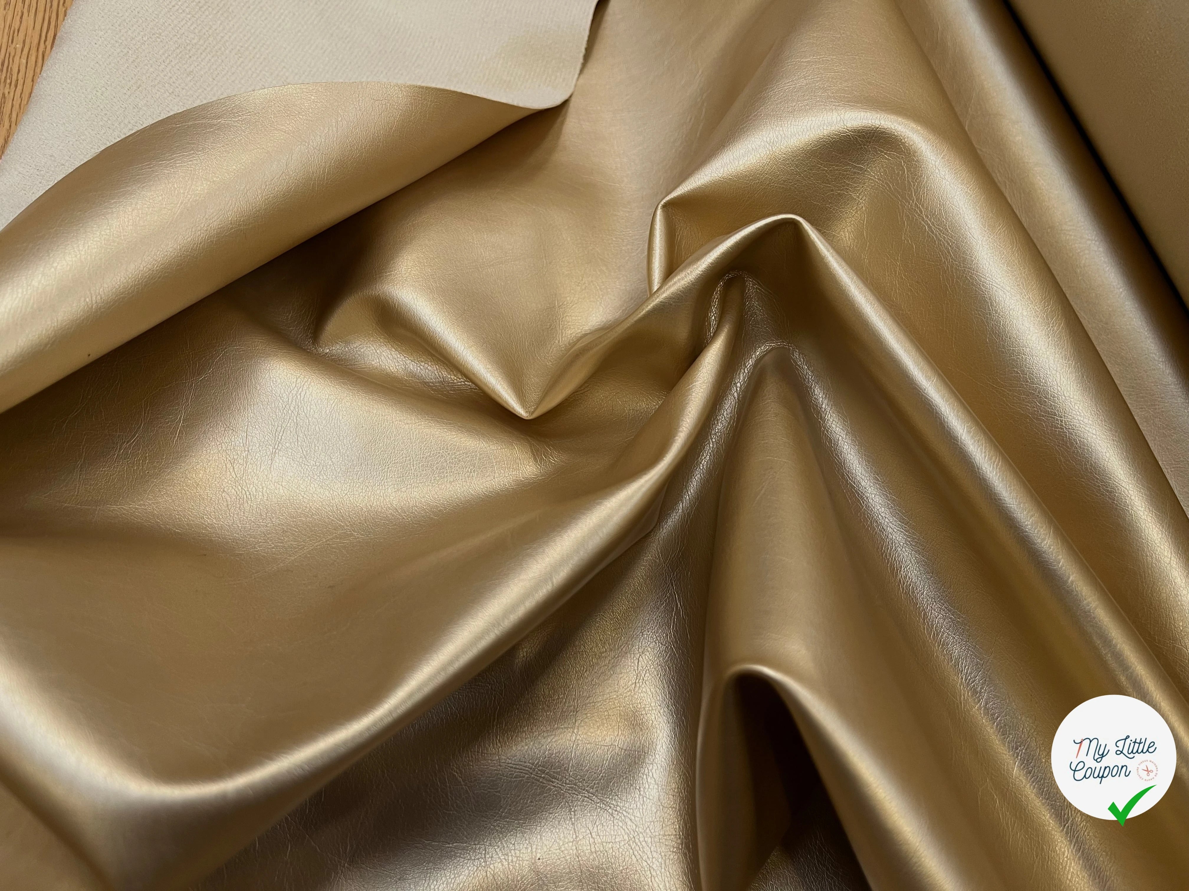 SATIN FAUX CUIR GOLD ENVERS TOUT DOUX BEIGE - My Little Coupon