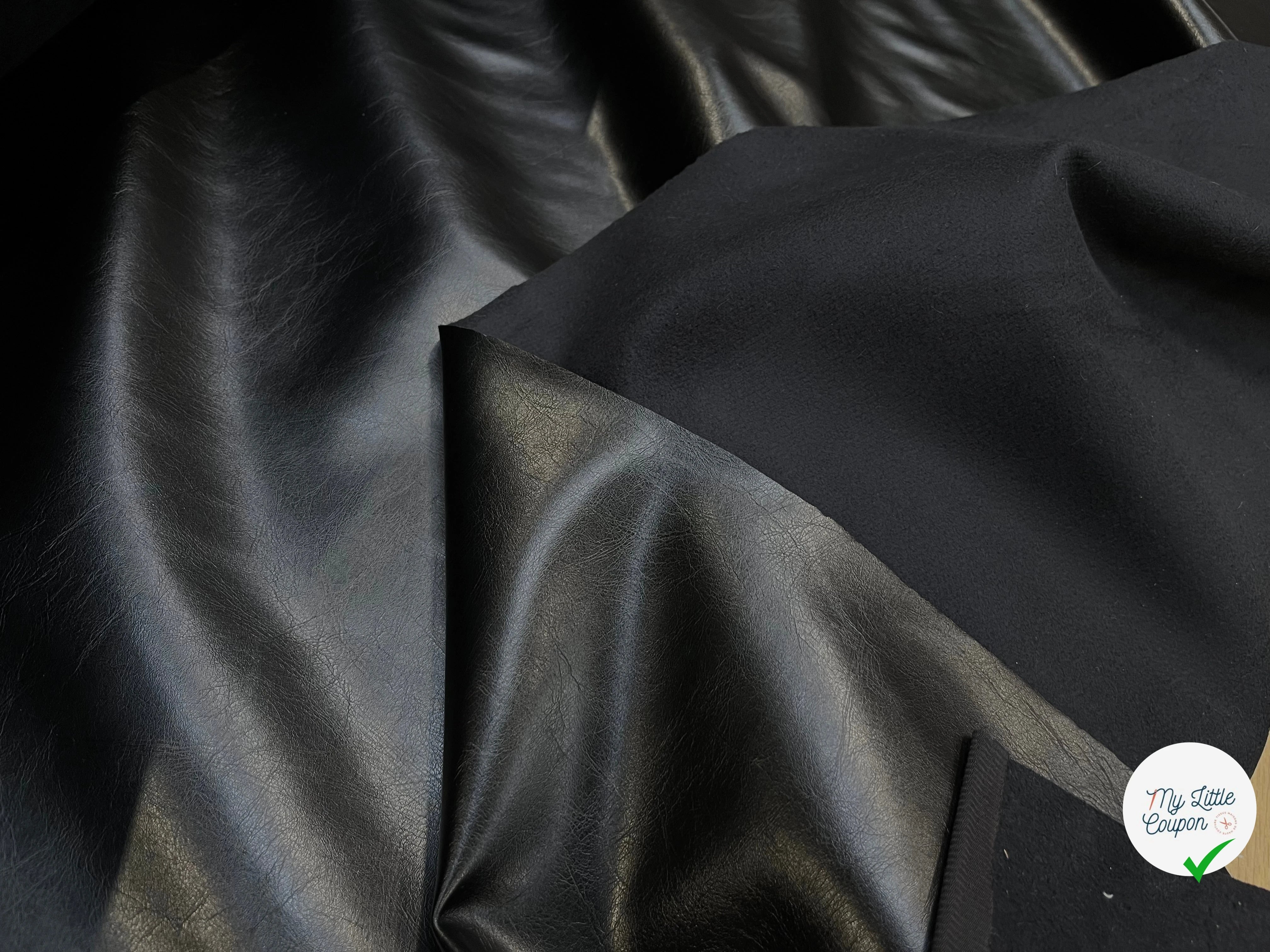 SATIN FAUX CUIR NOIR ENVERS TOUT DOUX NOIR - My Little Coupon