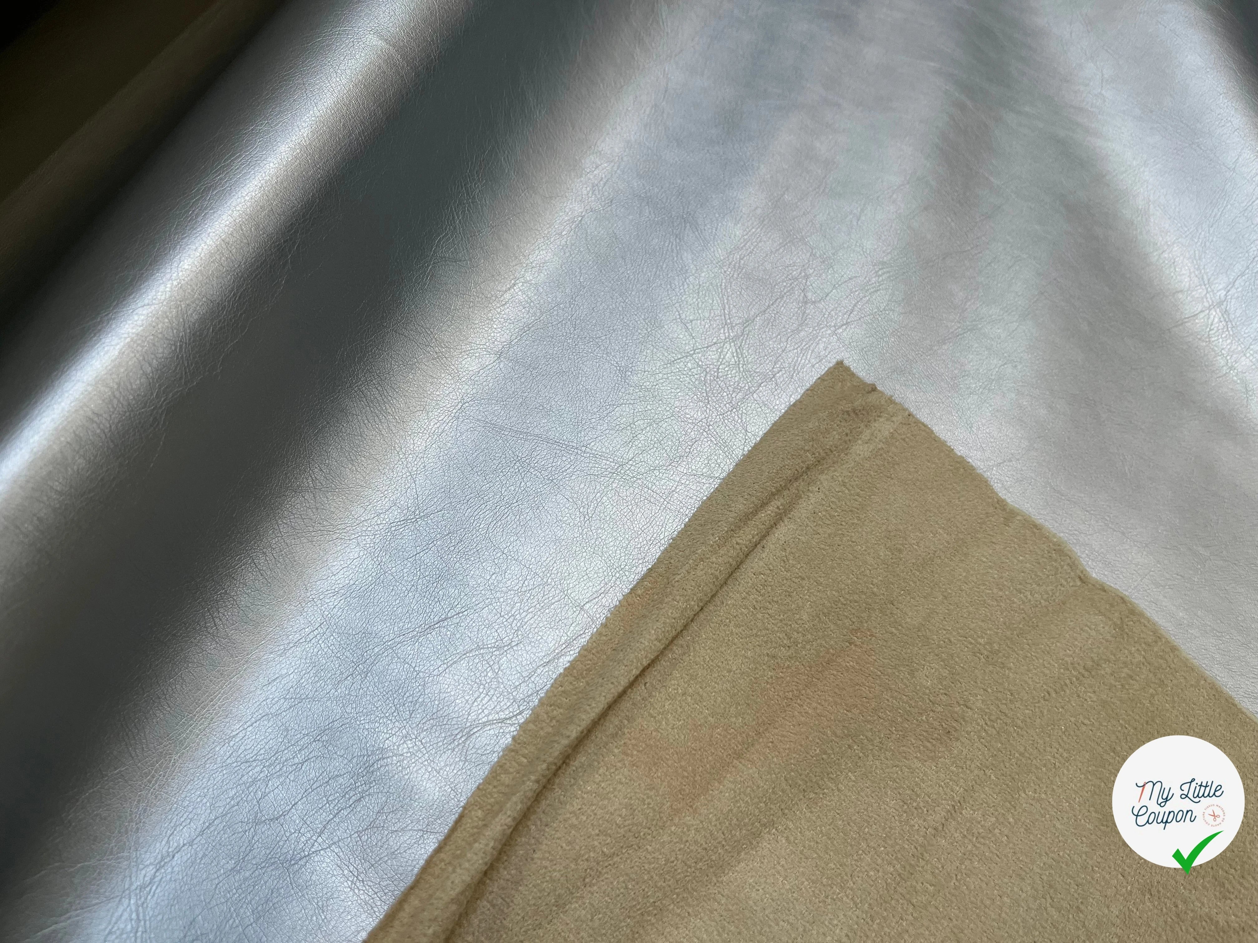 SATIN FAUX CUIR SILVER ENVERS TOUT DOUX BEIGE - My Little Coupon