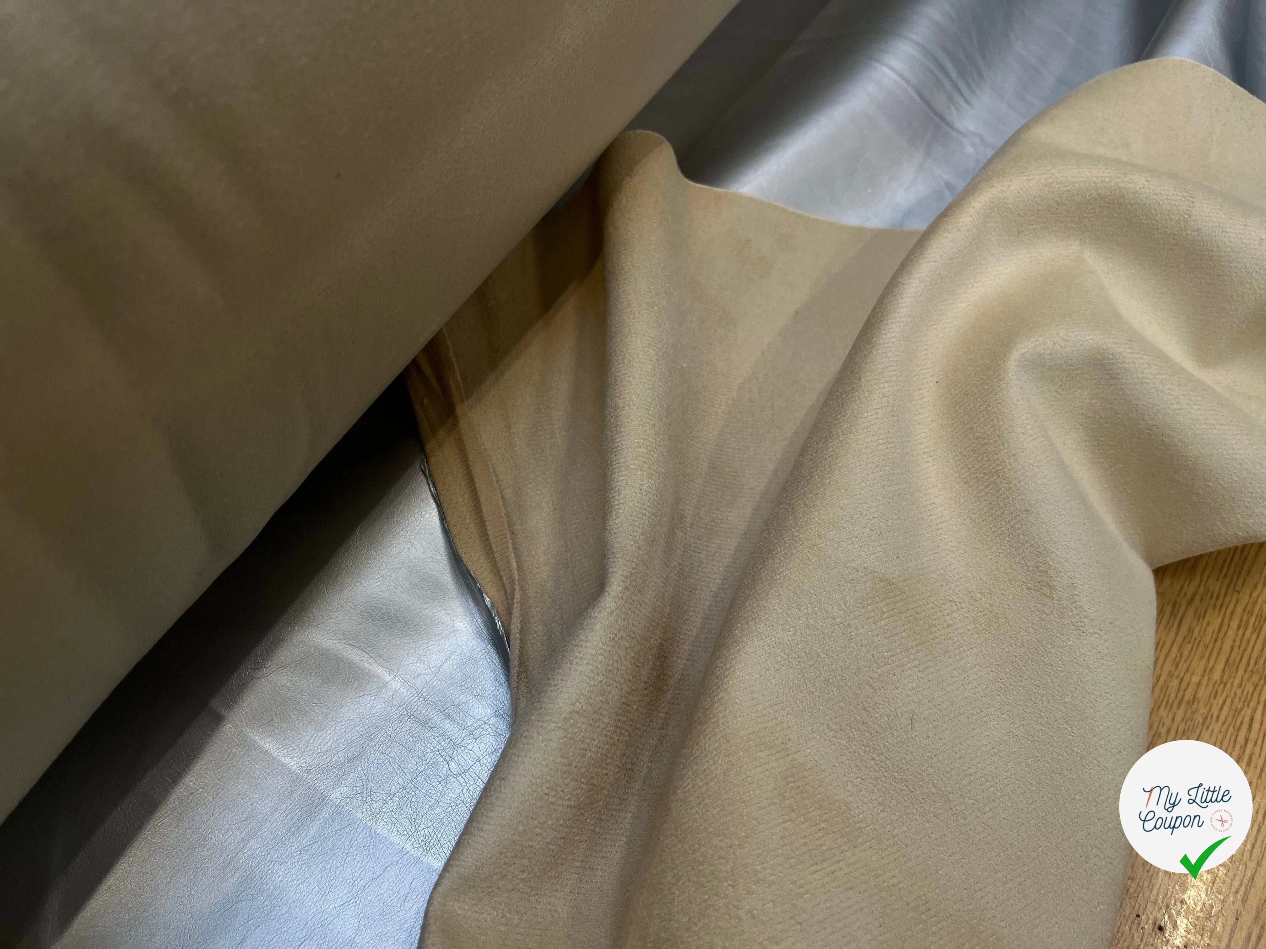 SATIN FAUX CUIR SILVER ENVERS TOUT DOUX BEIGE - My Little Coupon