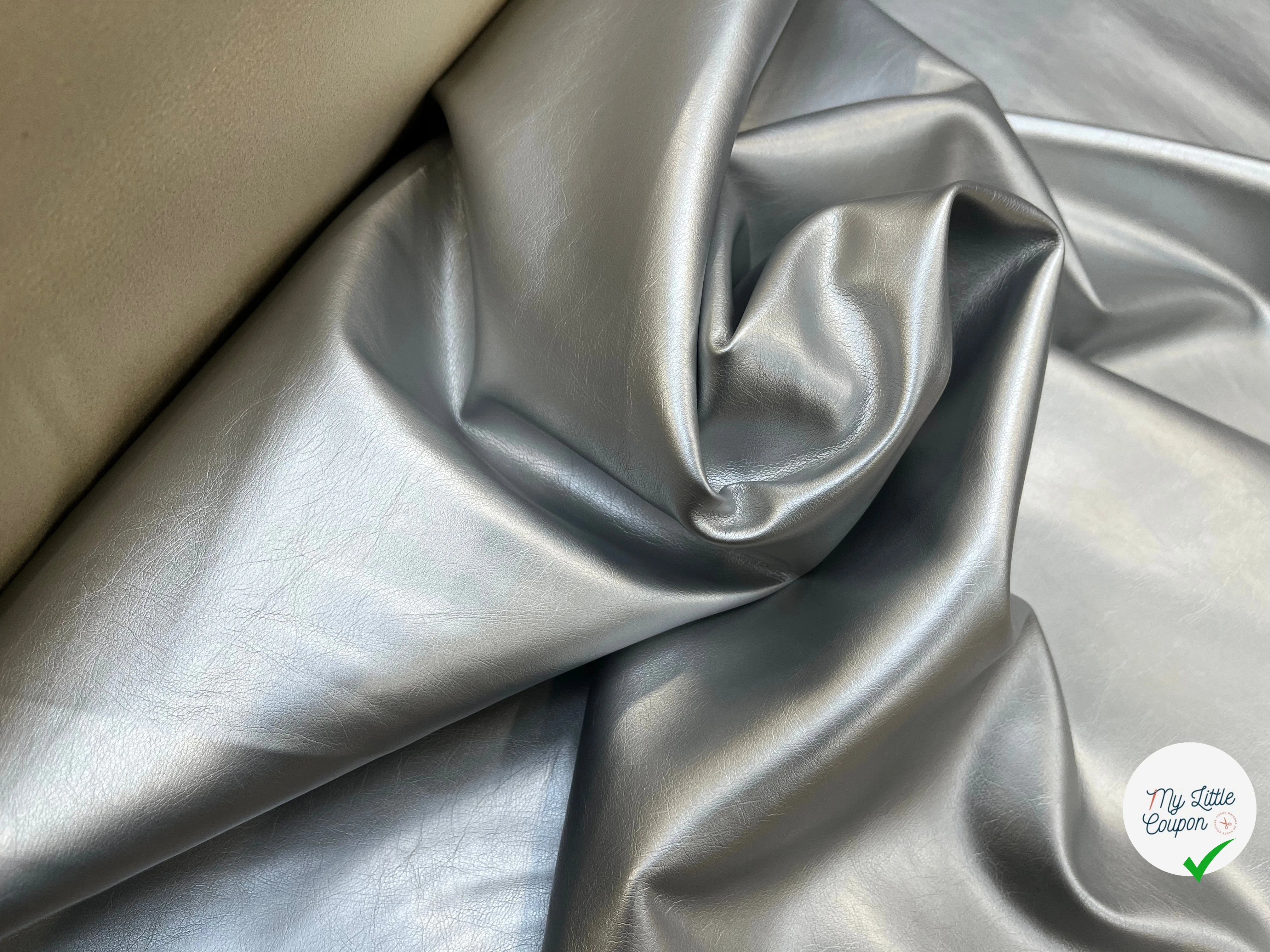 SATIN FAUX CUIR SILVER ENVERS TOUT DOUX BEIGE - My Little Coupon