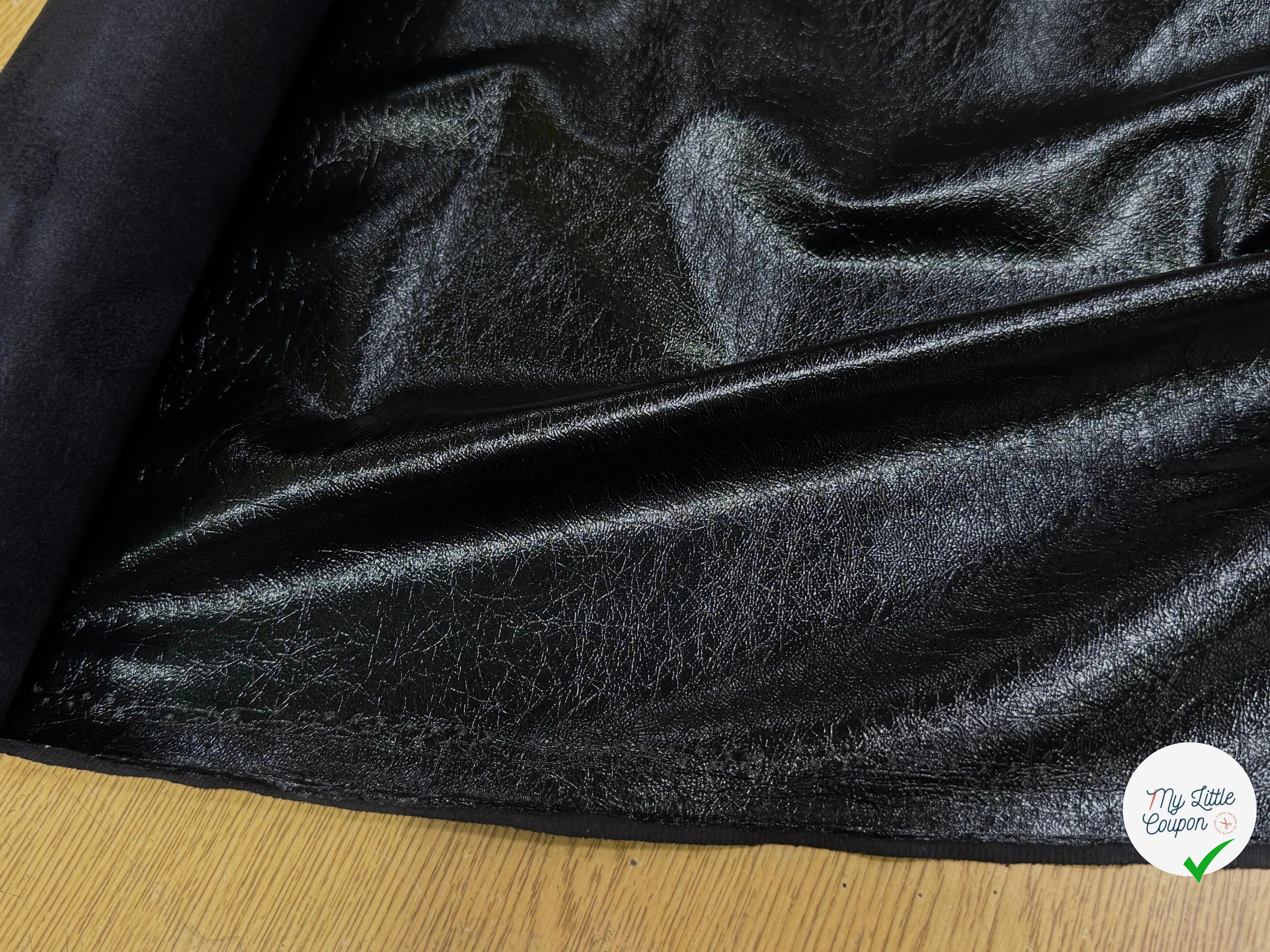 SATIN FAUX CUIR STRETCH NOIR  TOUCHER AGRÉABLE - My Little Coupon