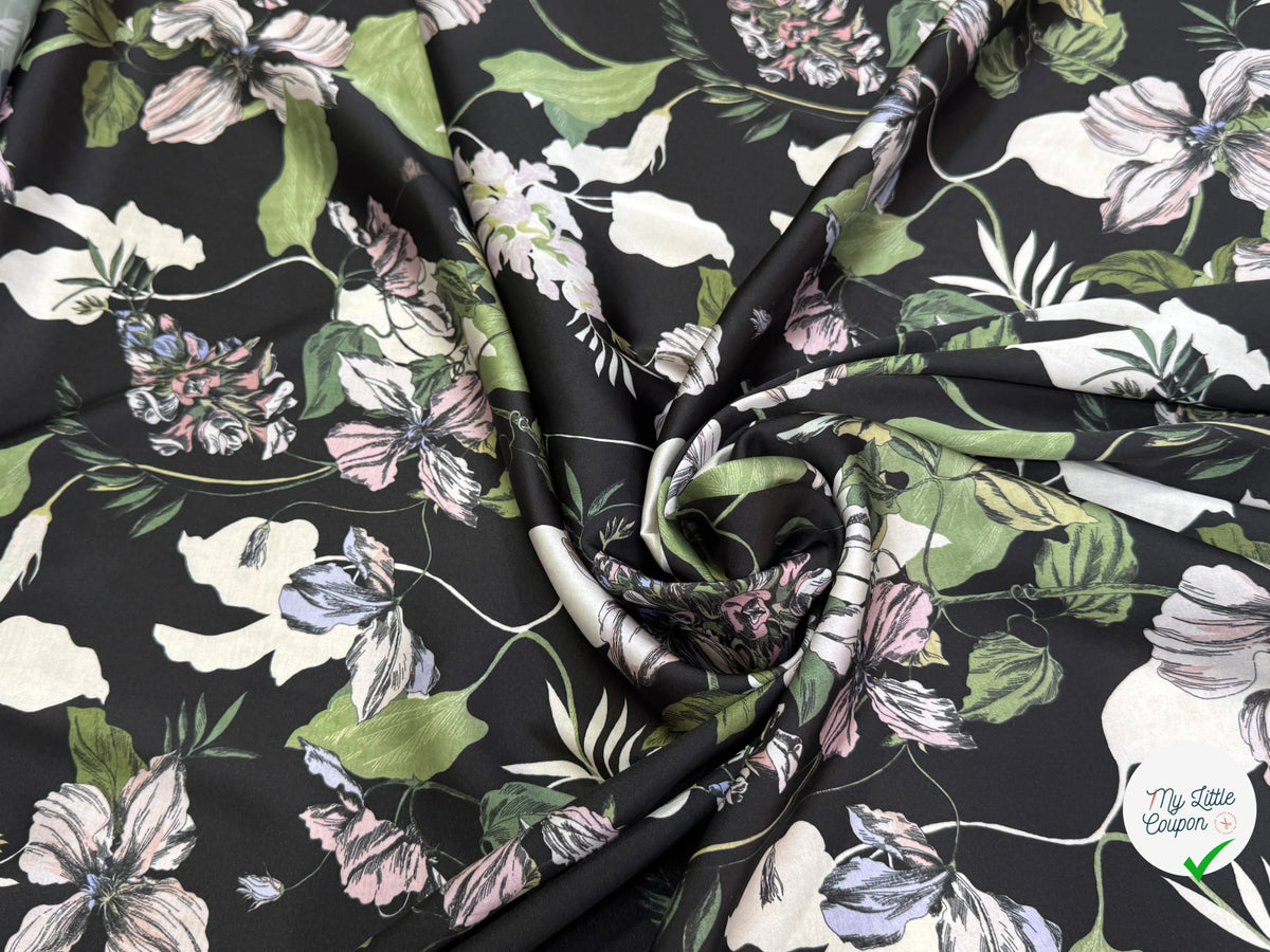 SATIN FLUIDE FOND NOIR SAVANE VERTE MULTICO CHIC - My Little Coupon