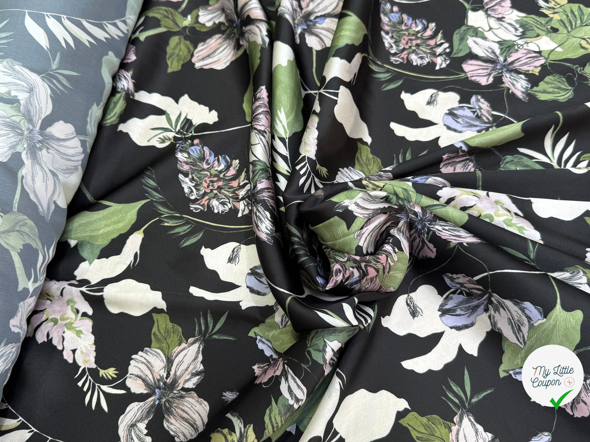 SATIN FLUIDE FOND NOIR SAVANE VERTE MULTICO CHIC - My Little Coupon