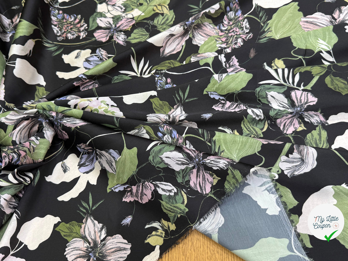 SATIN FLUIDE FOND NOIR SAVANE VERTE MULTICO CHIC - My Little Coupon