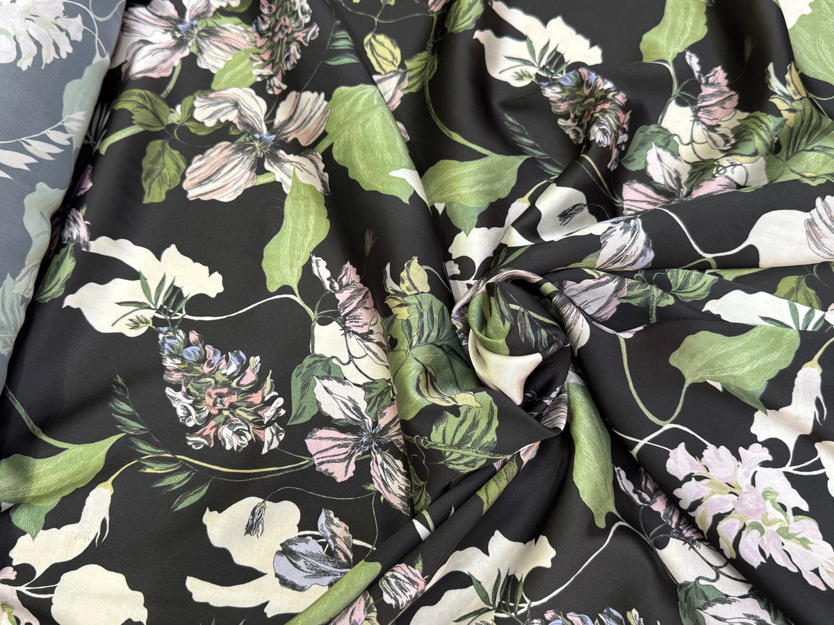 SATIN FLUIDE FOND NOIR SAVANE VERTE MULTICO CHIC - My Little Coupon