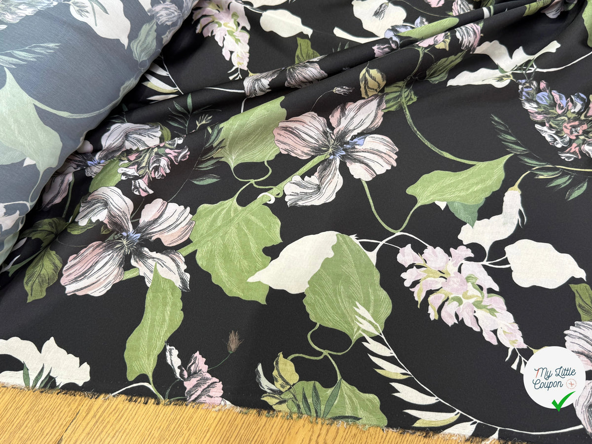 SATIN FLUIDE FOND NOIR SAVANE VERTE MULTICO CHIC - My Little Coupon
