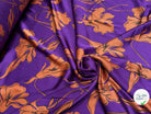 SATIN FLUIDE FOND VIOLET FLORAUX CARAMEL - My Little Coupon