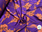 SATIN FLUIDE FOND VIOLET FLORAUX CARAMEL - My Little Coupon