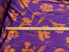 SATIN FLUIDE FOND VIOLET FLORAUX CARAMEL - My Little Coupon