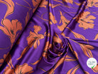 SATIN FLUIDE FOND VIOLET FLORAUX CARAMEL - My Little Coupon