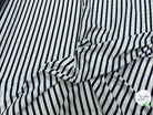 SATIN FLUIDE RAYURES BLEUES HORIZONTALES FOND ÉCRU STRETCH - My Little Coupon
