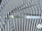 SATIN FLUIDE RAYURES BLEUES HORIZONTALES FOND ÉCRU STRETCH - My Little Coupon