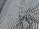 SATIN FLUIDE RAYURES BLEUES HORIZONTALES FOND ÉCRU STRETCH - My Little Coupon