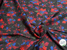 SATIN FLUIDE ULTRA BEAU À GROSSES FLEURS SUR FOND NOIR - My Little Coupon