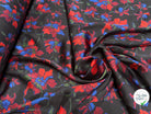 SATIN FLUIDE ULTRA BEAU À GROSSES FLEURS SUR FOND NOIR - My Little Coupon