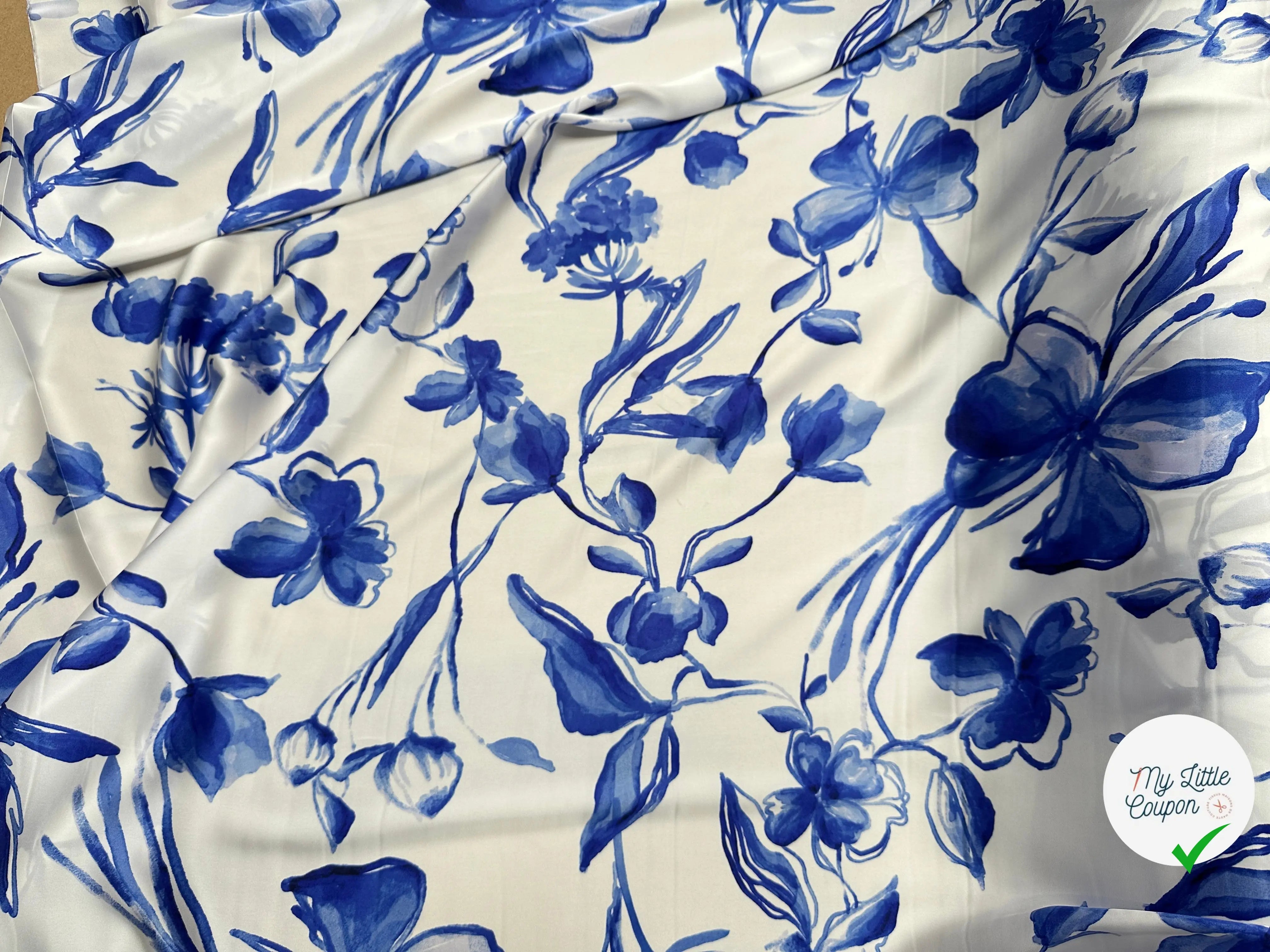 SATIN HEAVY PAPILLONS ET FLEURS D'AZUR - My Little Coupon