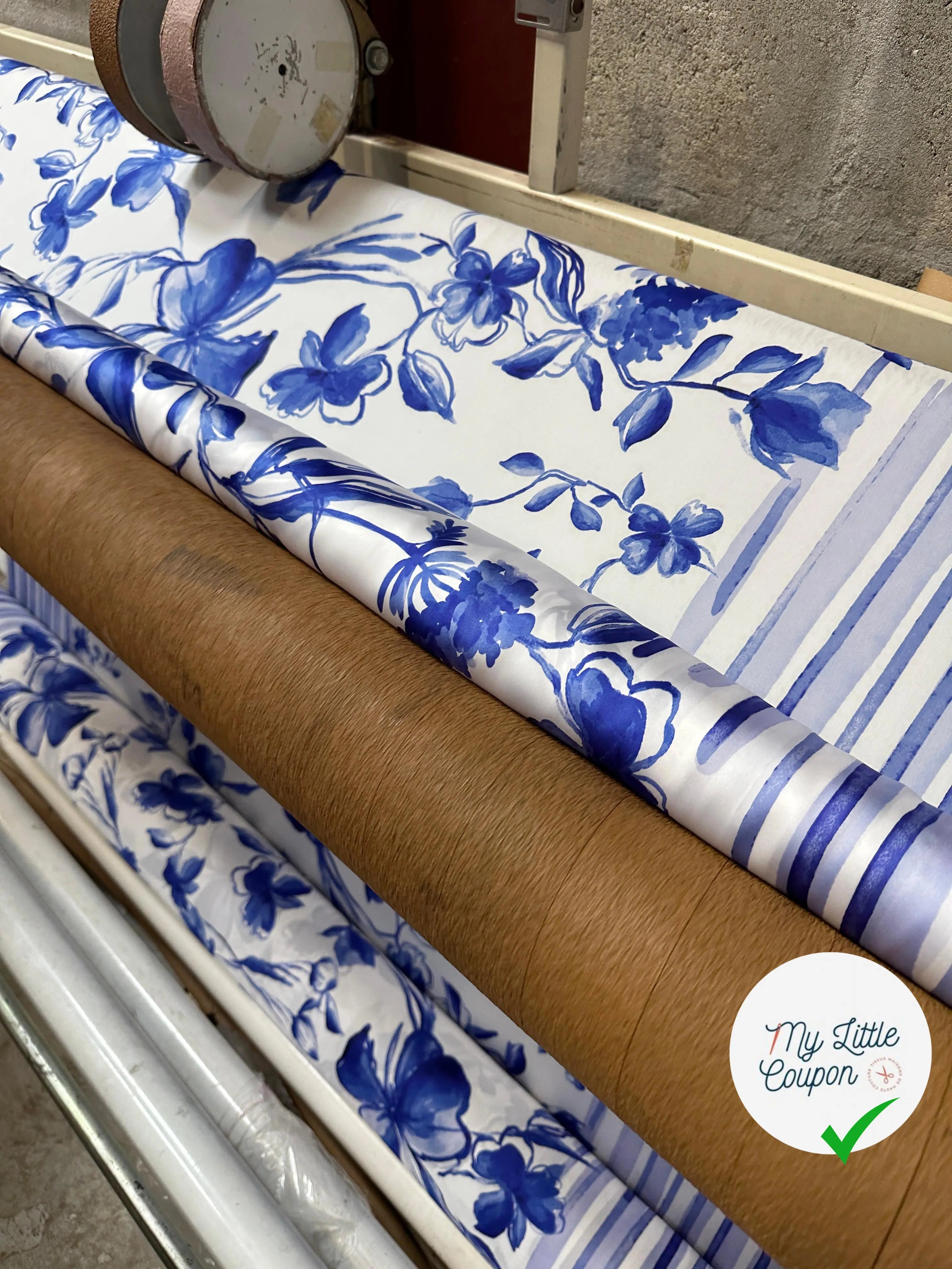 SATIN HEAVY PAPILLONS ET FLEURS D'AZUR - My Little Coupon